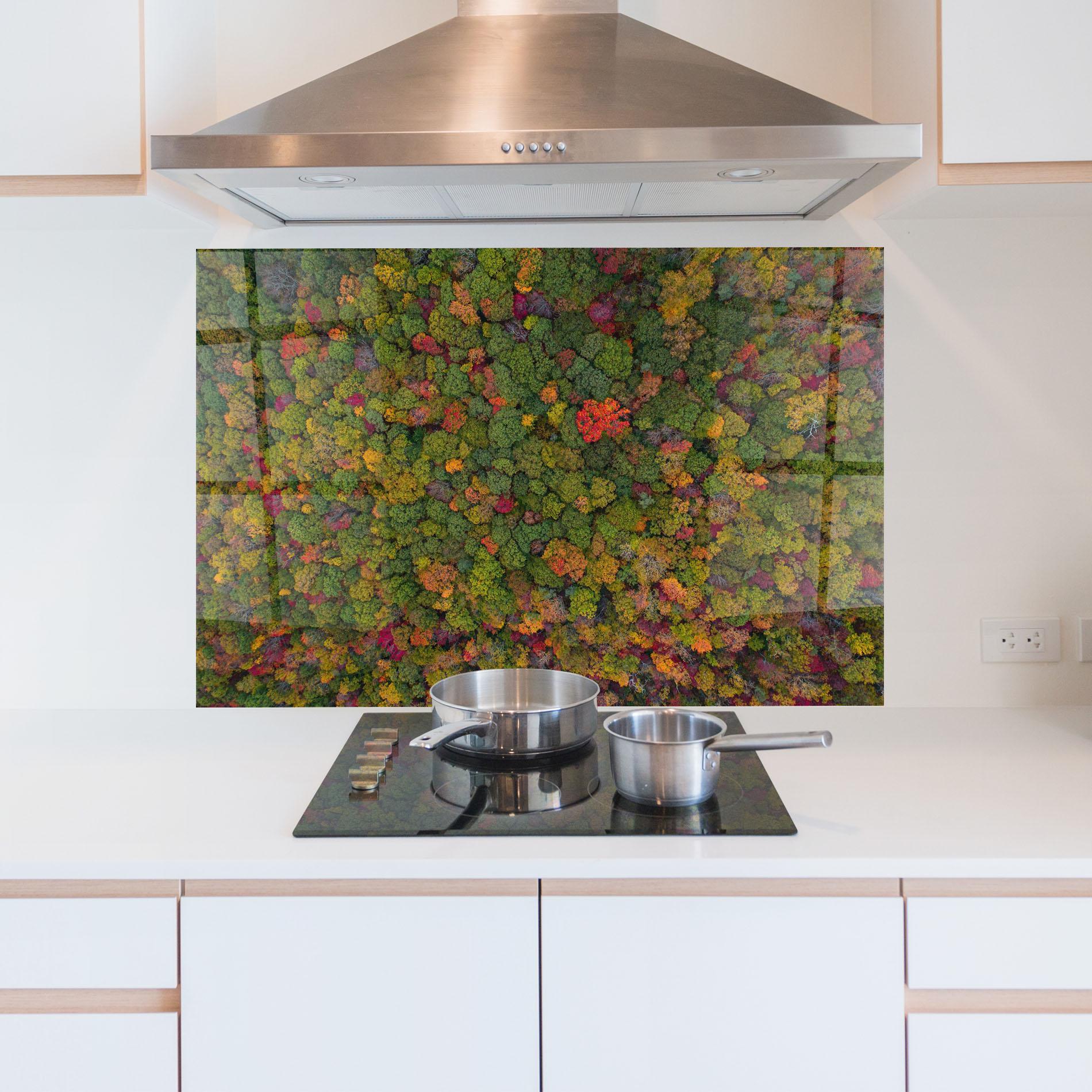 Küchenrückwand Glas Color Mix Forest mockup 5