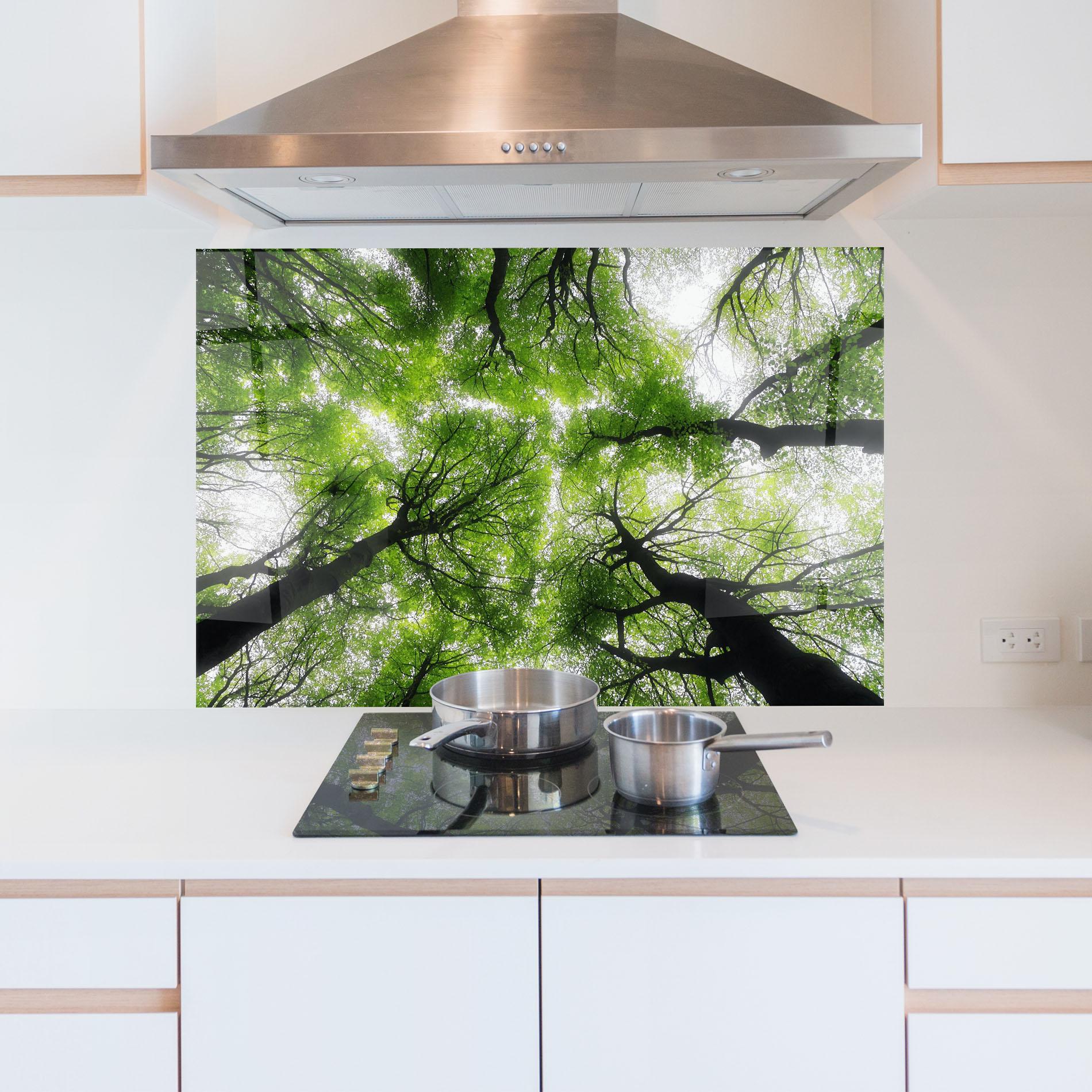 Küchenrückwand Glas Forest Green Tree mockup 5