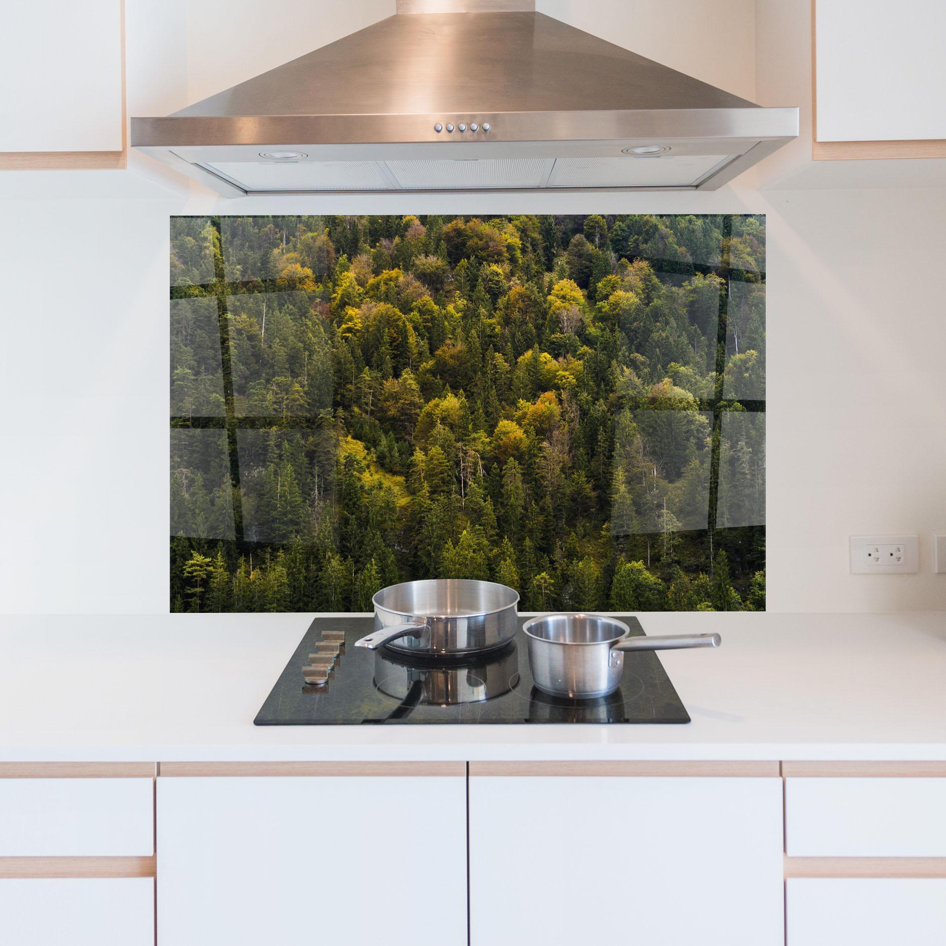 Küchenrückwand Glas Green Shade Tree mockup 5