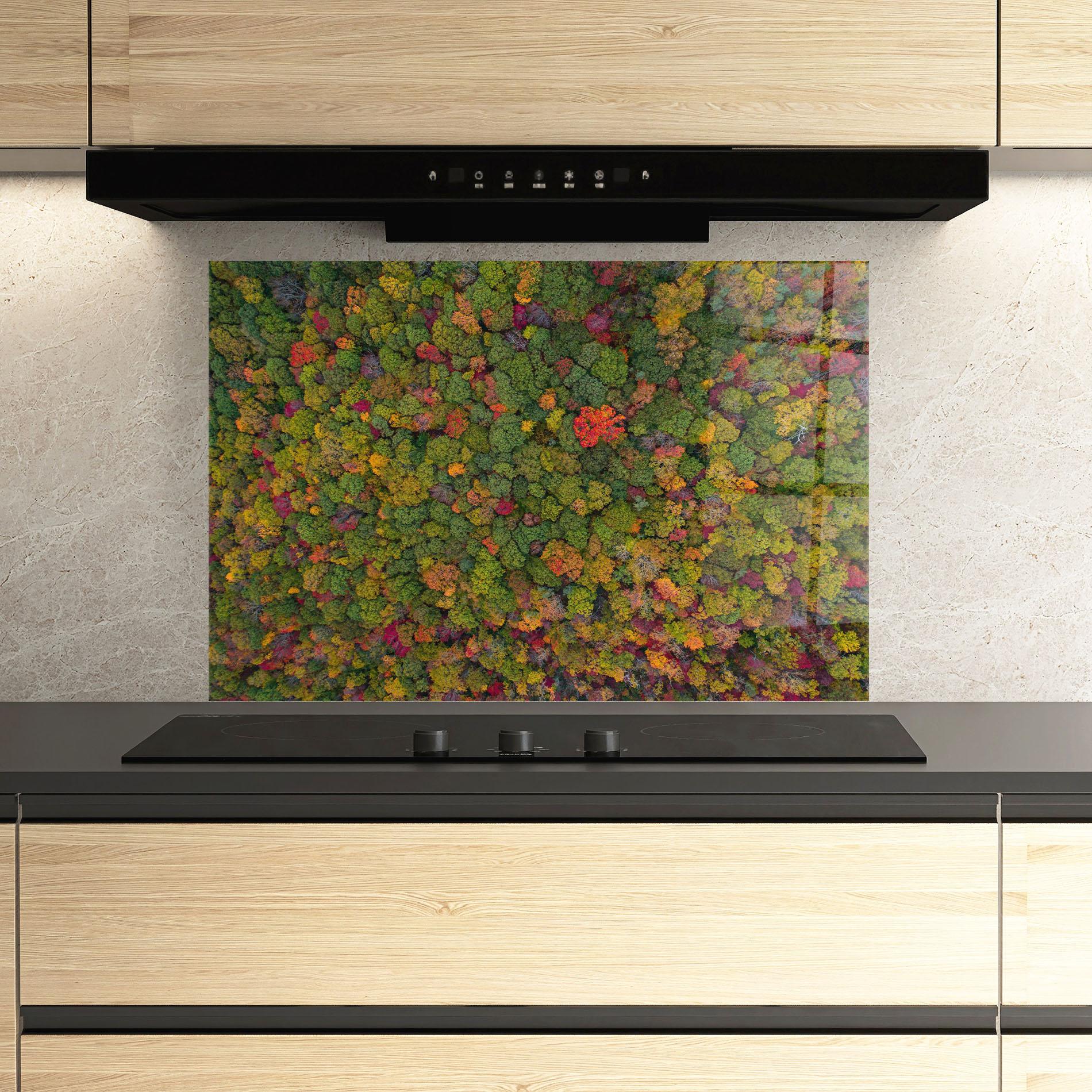 Küchenrückwand Glas Color Mix Forest mockup 3