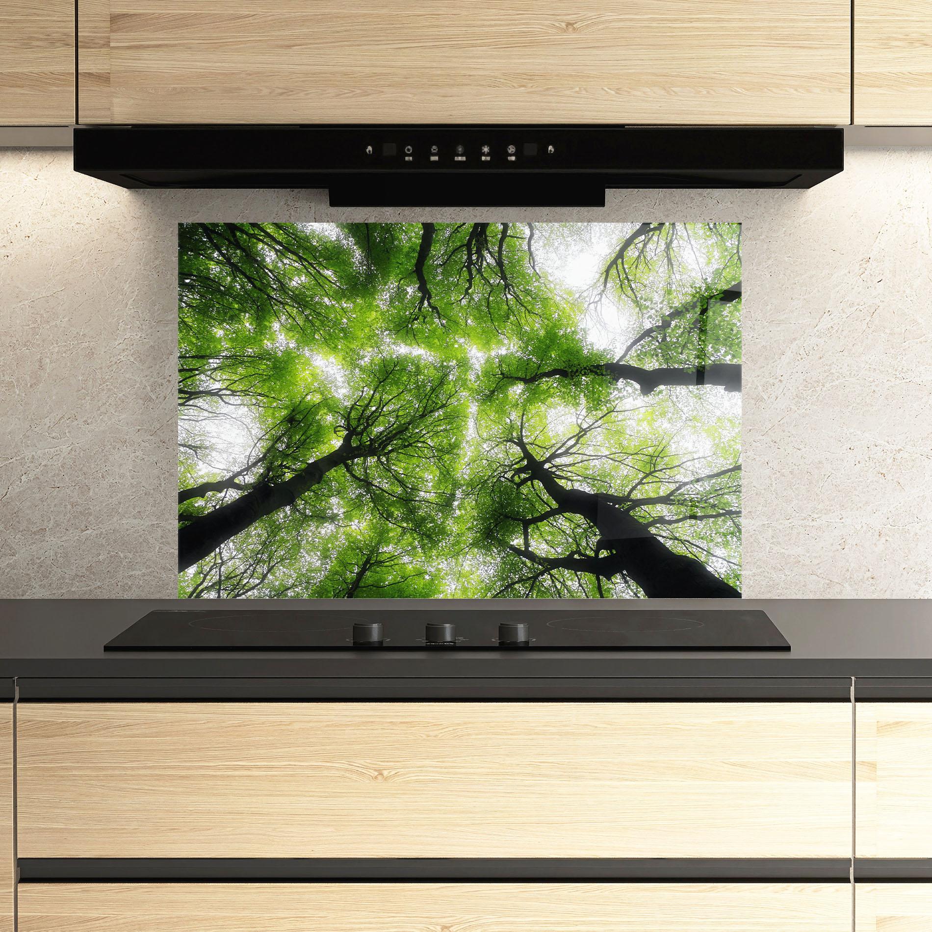 Küchenrückwand Glas Forest Green Tree mockup 3