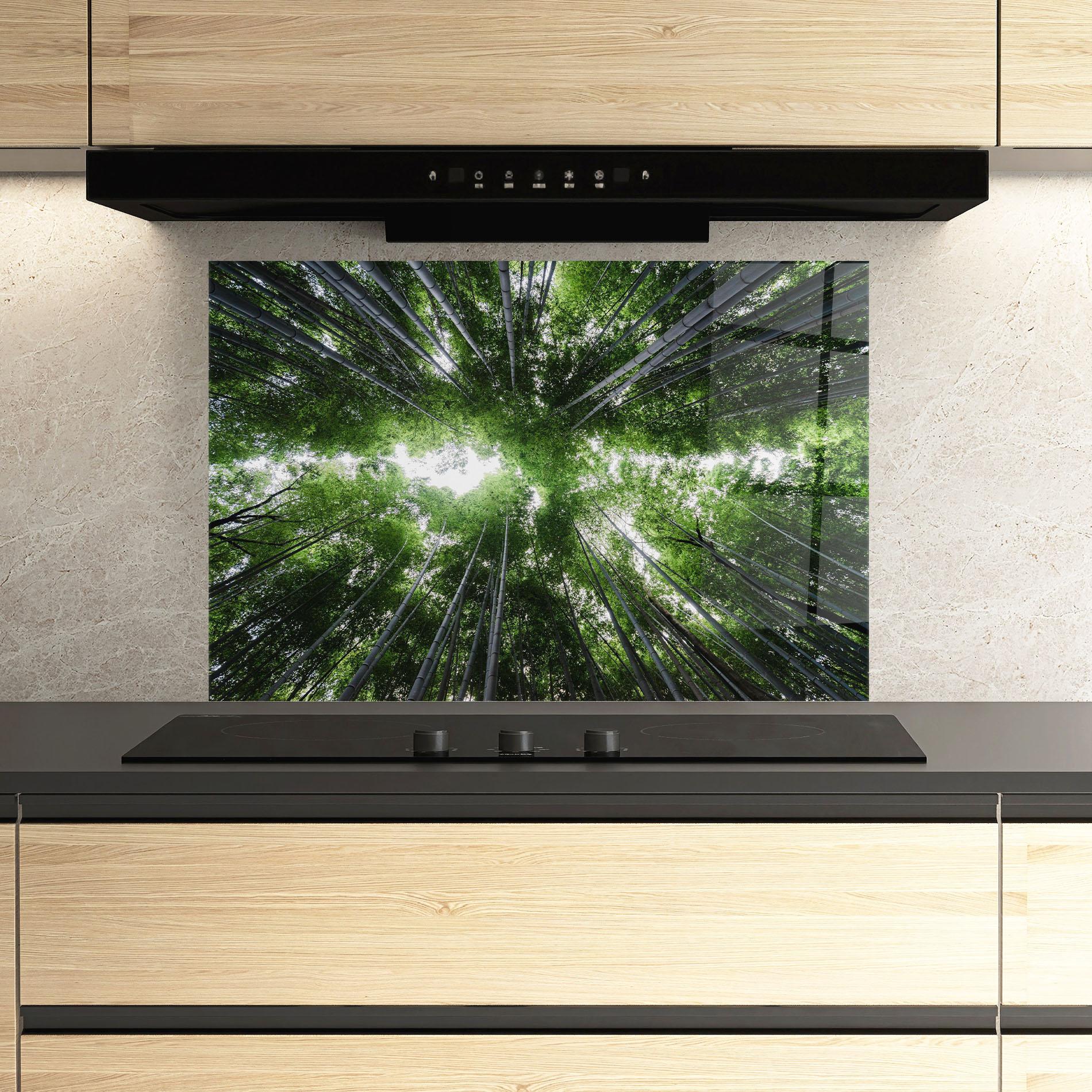 Küchenrückwand Glas Green Trees Forest mockup 3