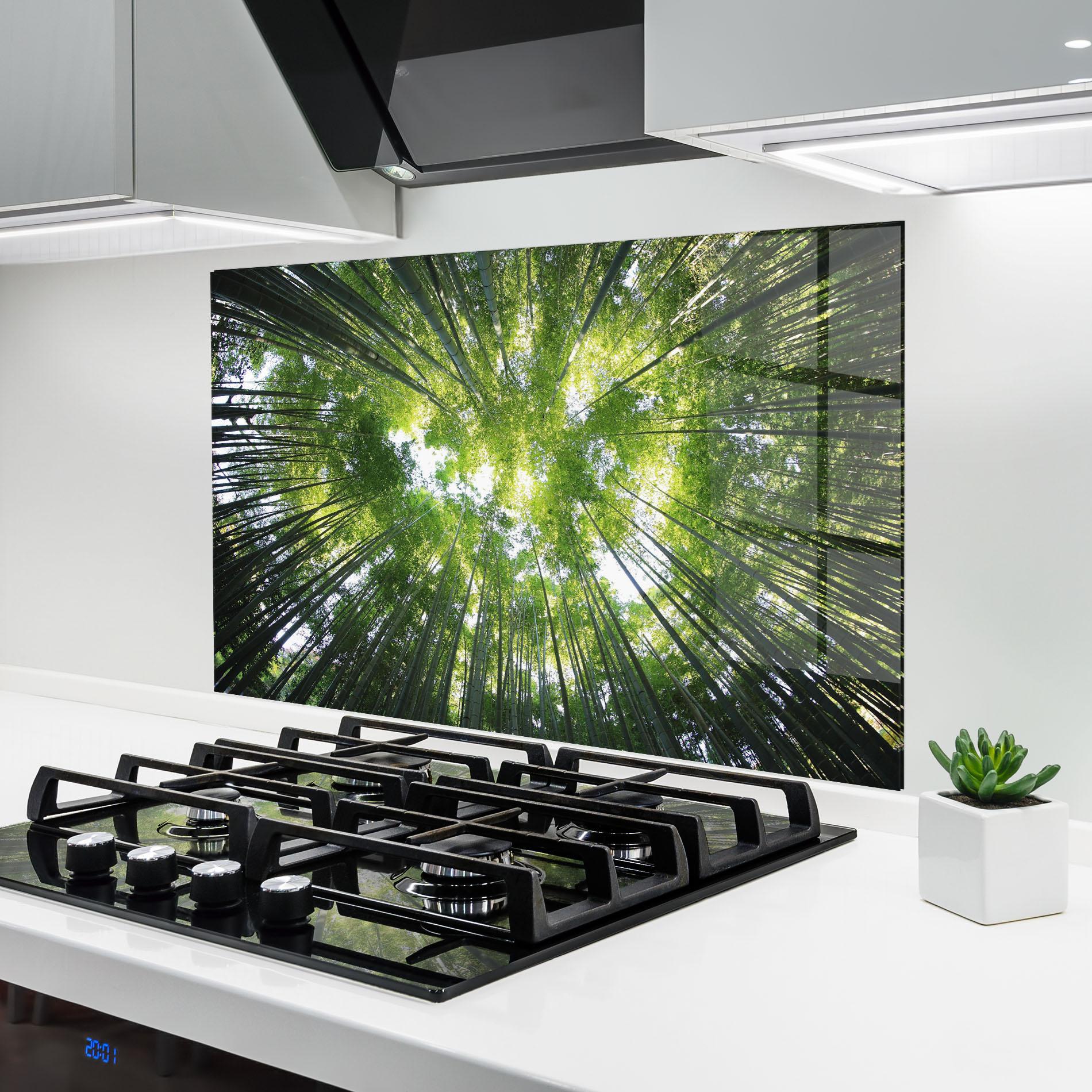Küchenrückwand Glas Big Trees Morning mockup 6