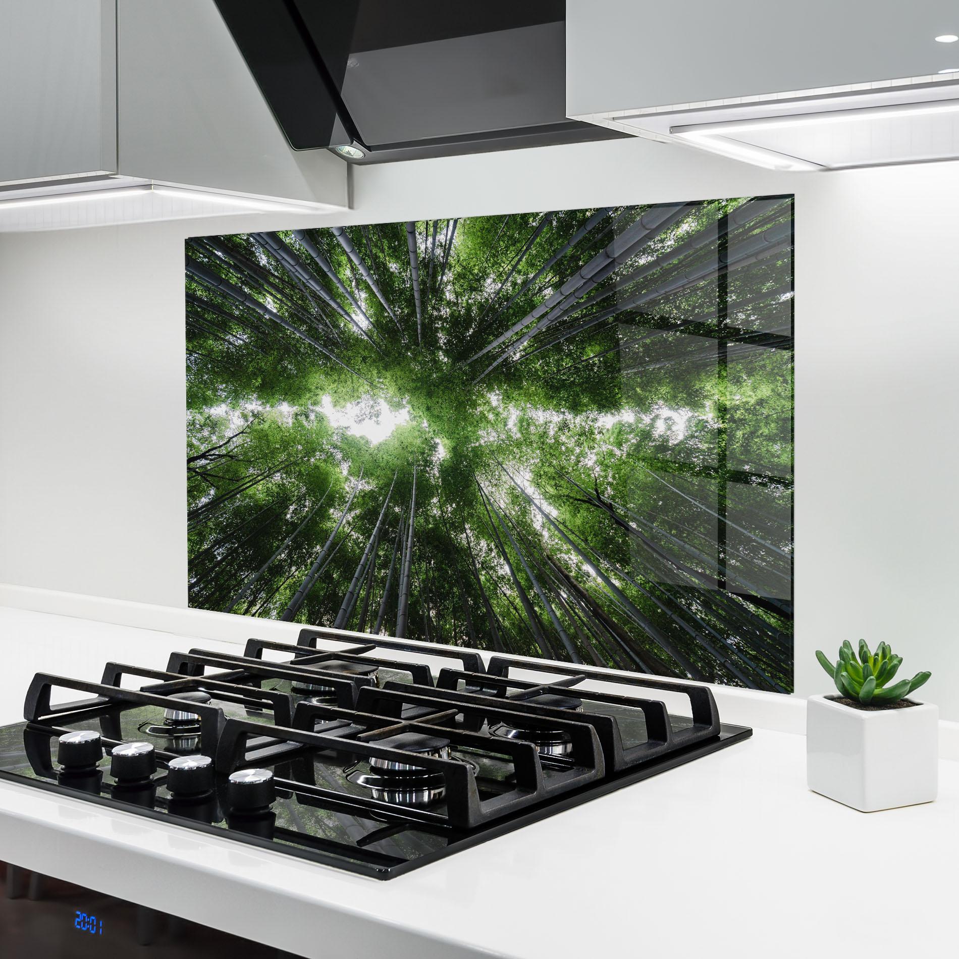 Küchenrückwand Glas Green Trees Forest mockup 6