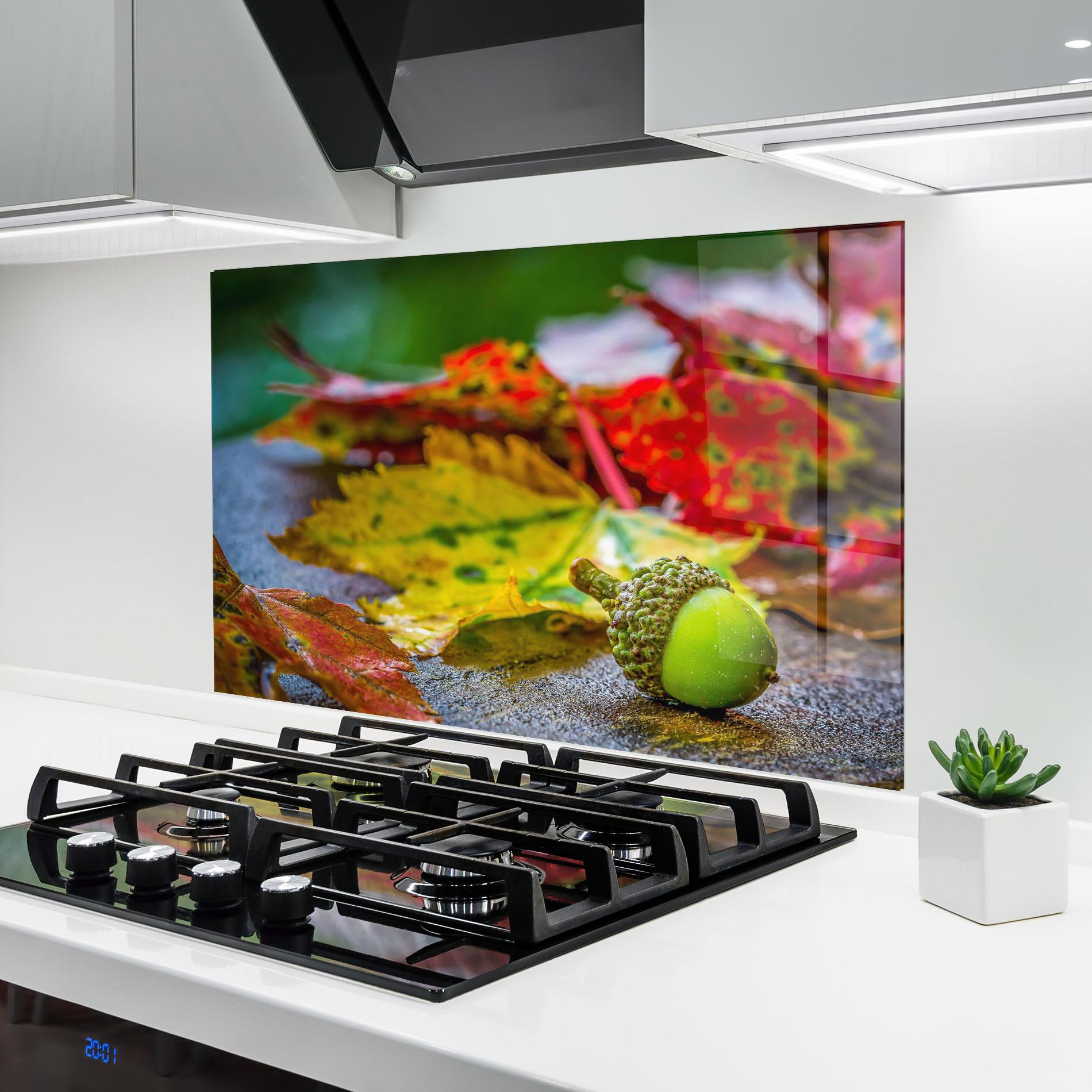 Küchenrückwand Glas Leaf Color Forest mockup 6