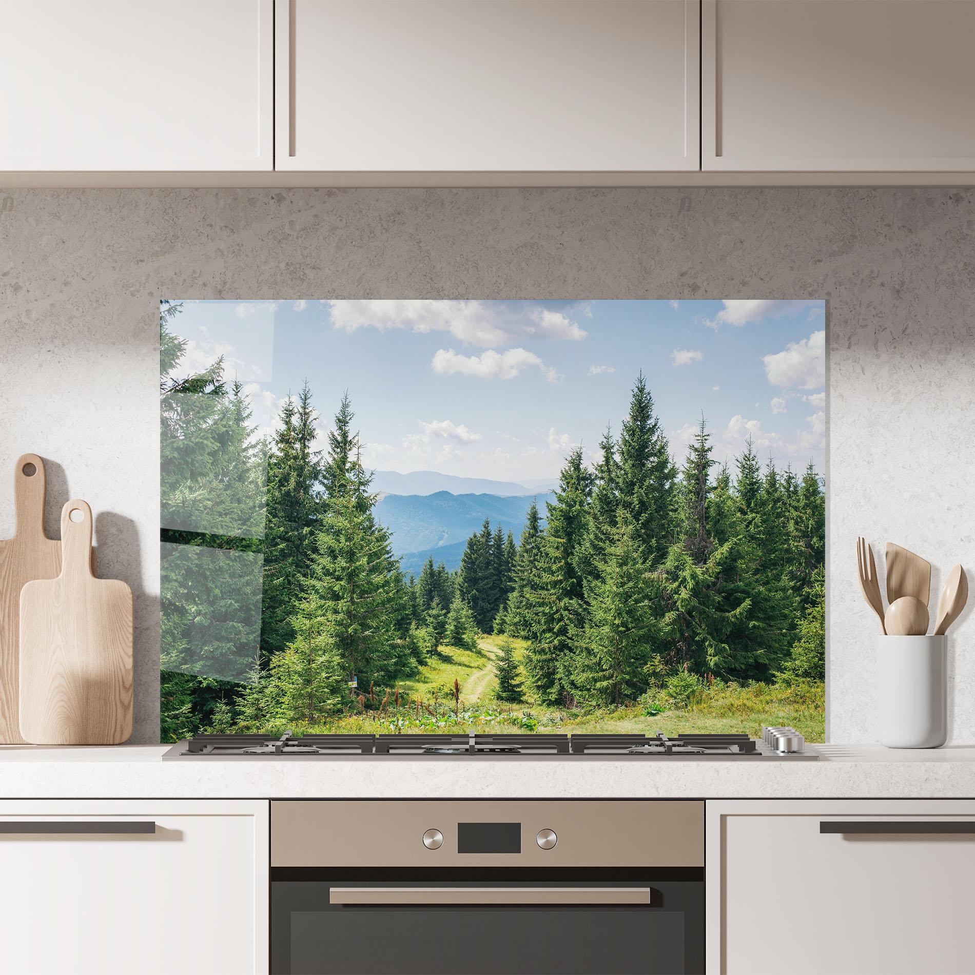Küchenrückwand Glas Carpathian Mountain mockup 7