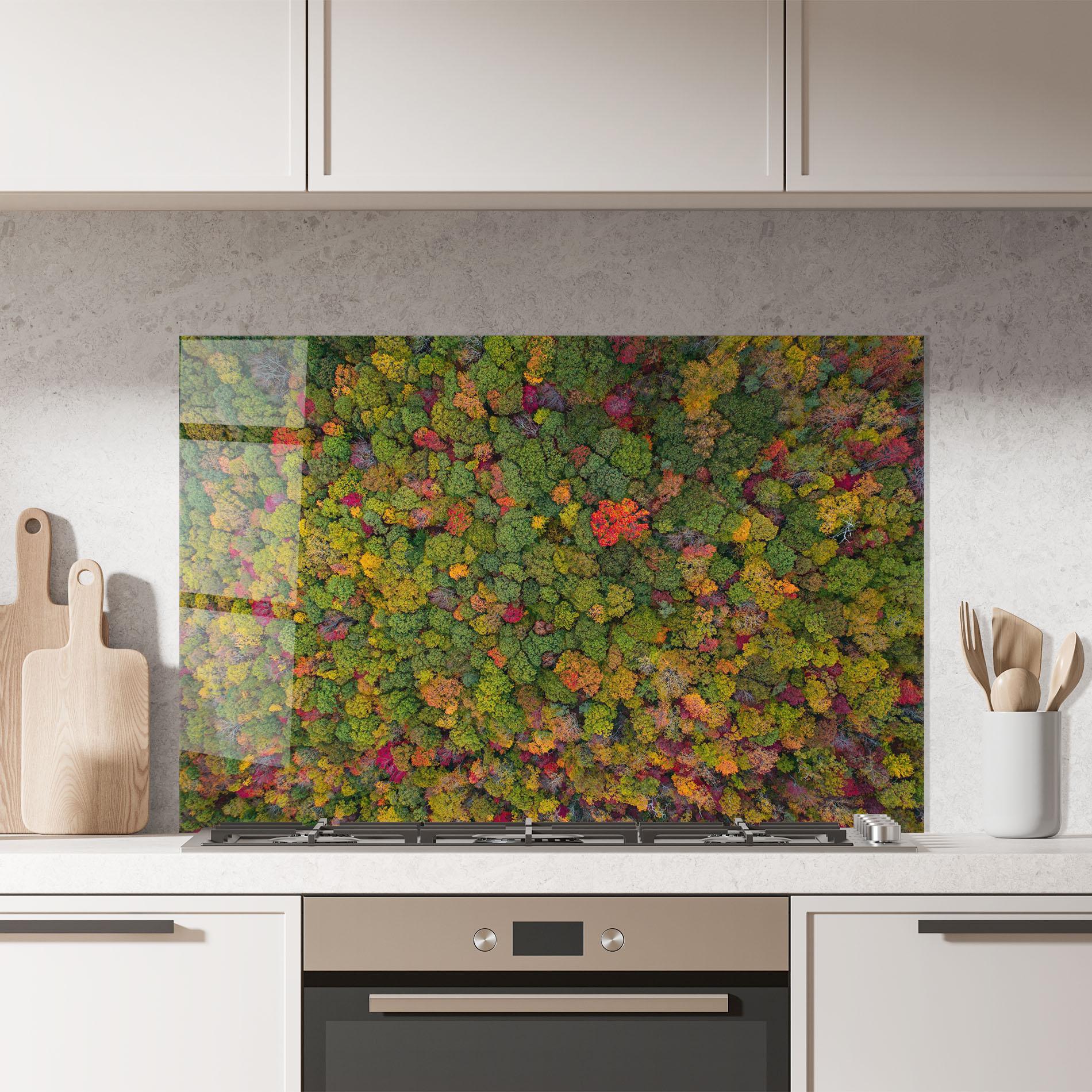Küchenrückwand Glas Color Mix Forest mockup 7