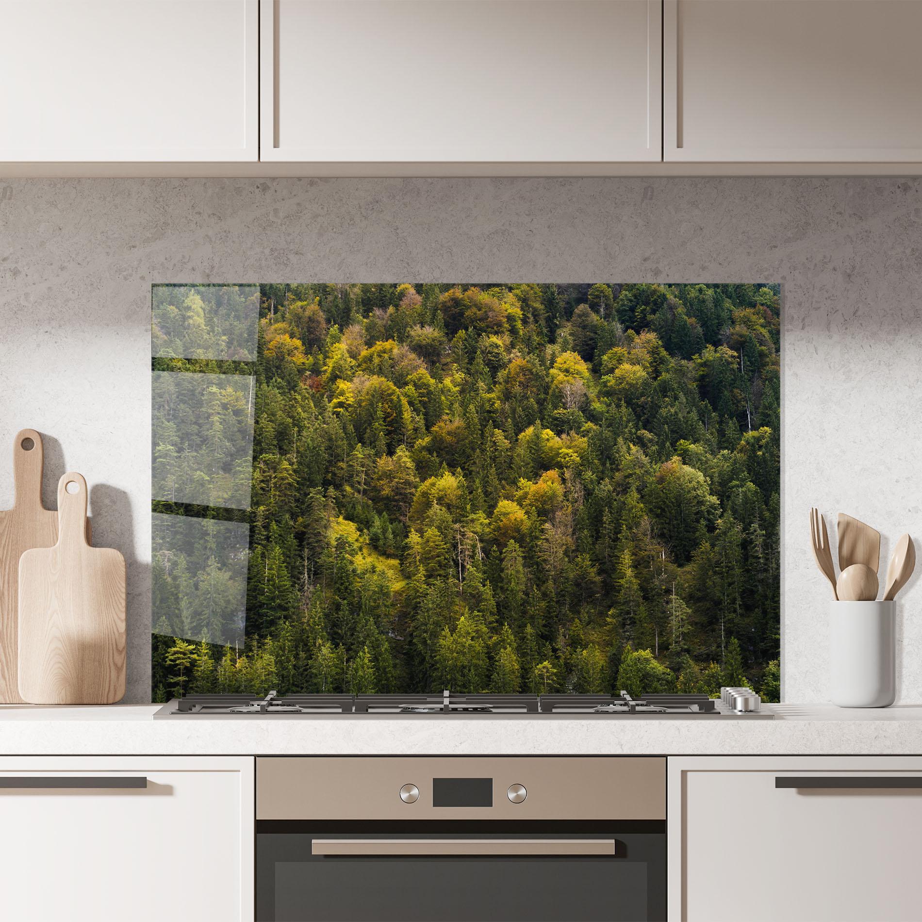 Küchenrückwand Glas Green Shade Tree mockup 7