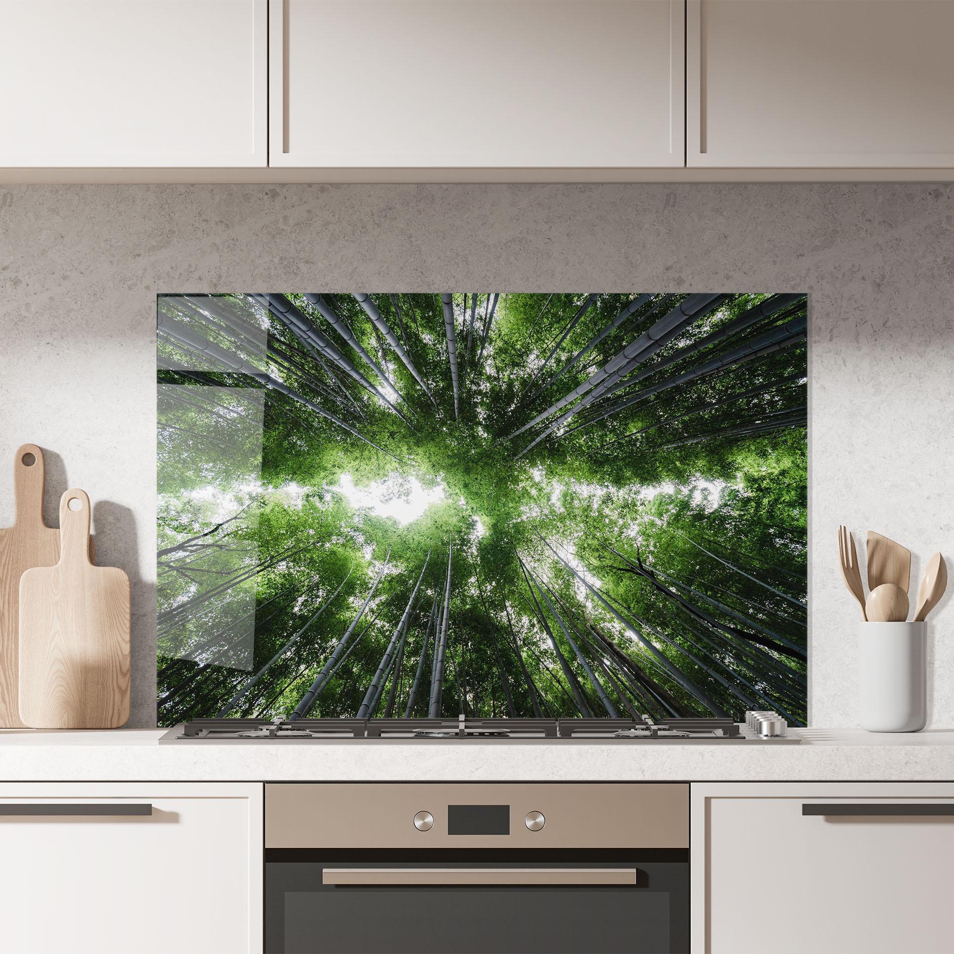 Küchenrückwand Glas Green Trees Forest mockup 7