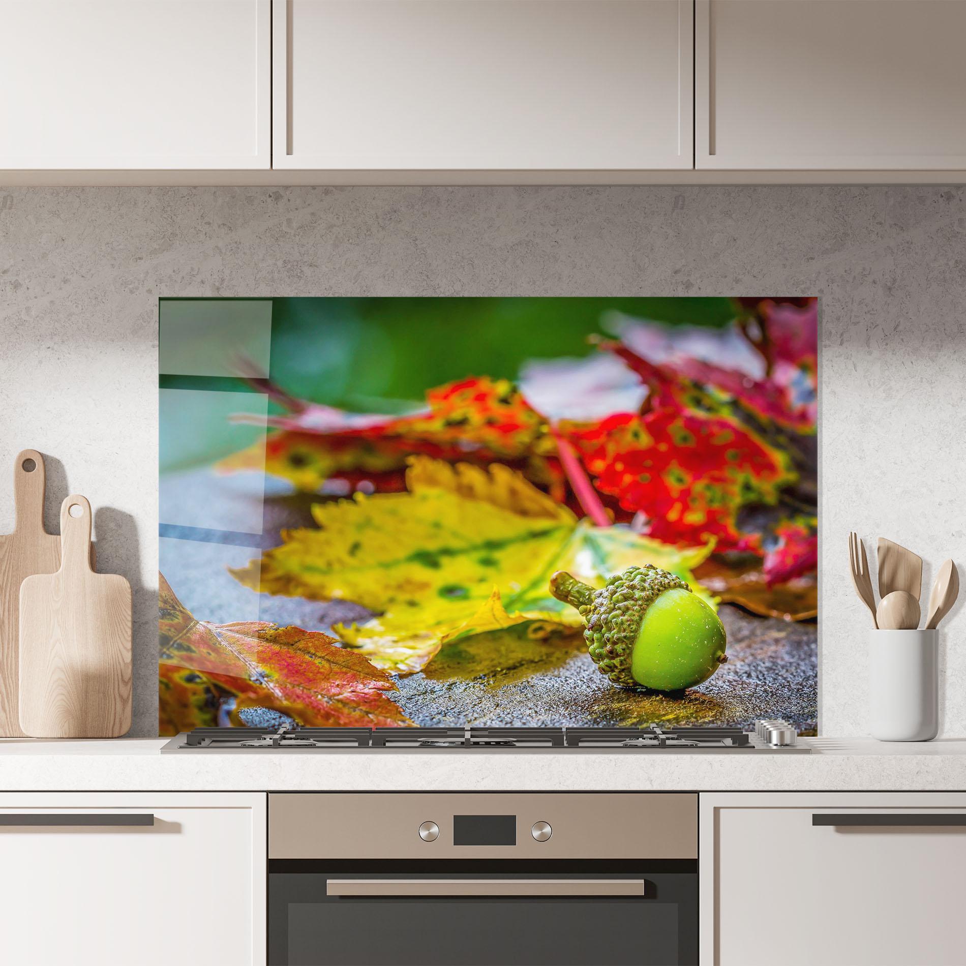 Küchenrückwand Glas Leaf Color Forest mockup 7