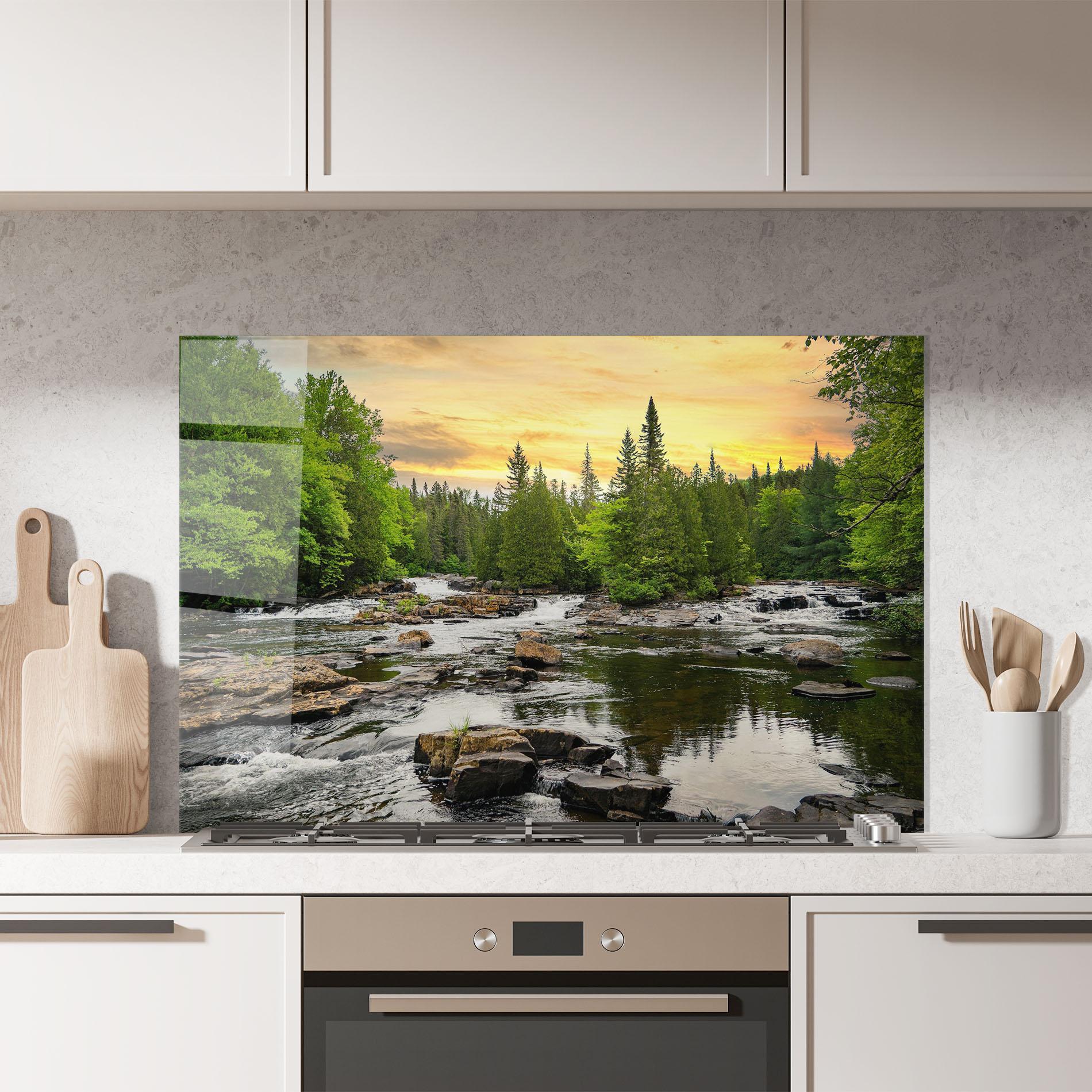 Küchenrückwand Glas Small River Forest mockup 7