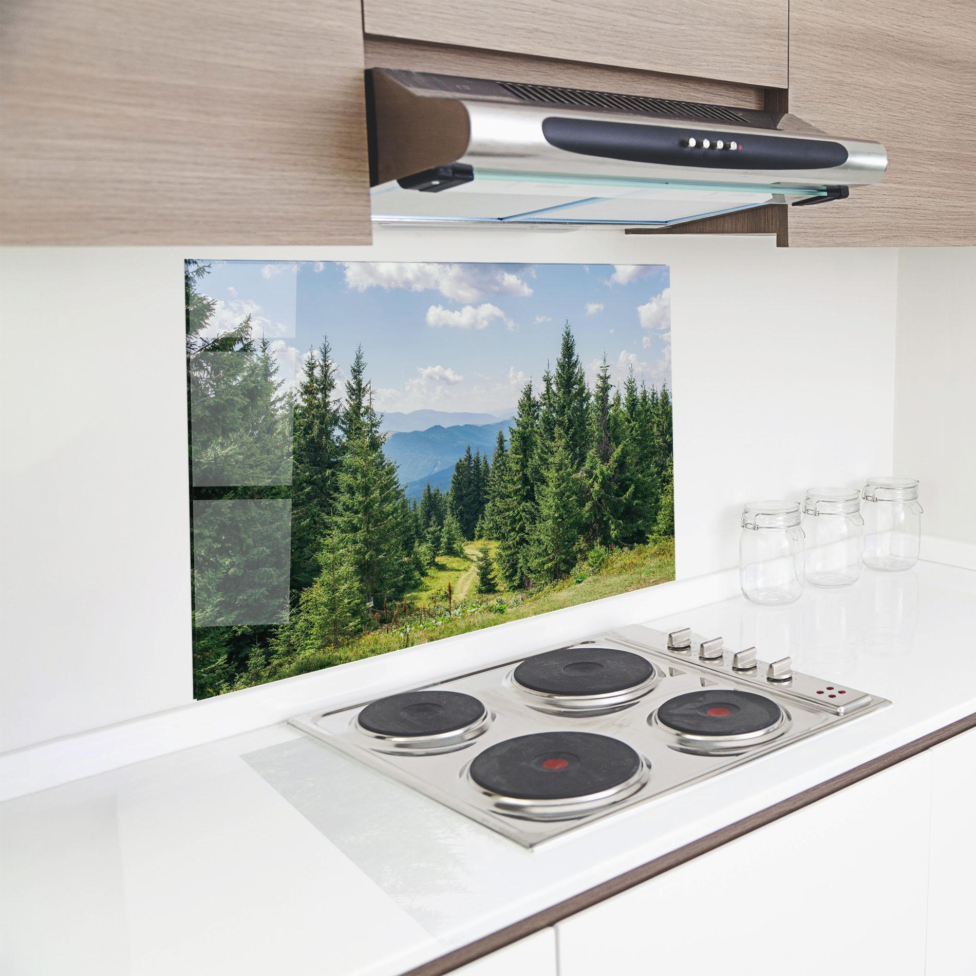 Küchenrückwand Glas Carpathian Mountain mockup 8