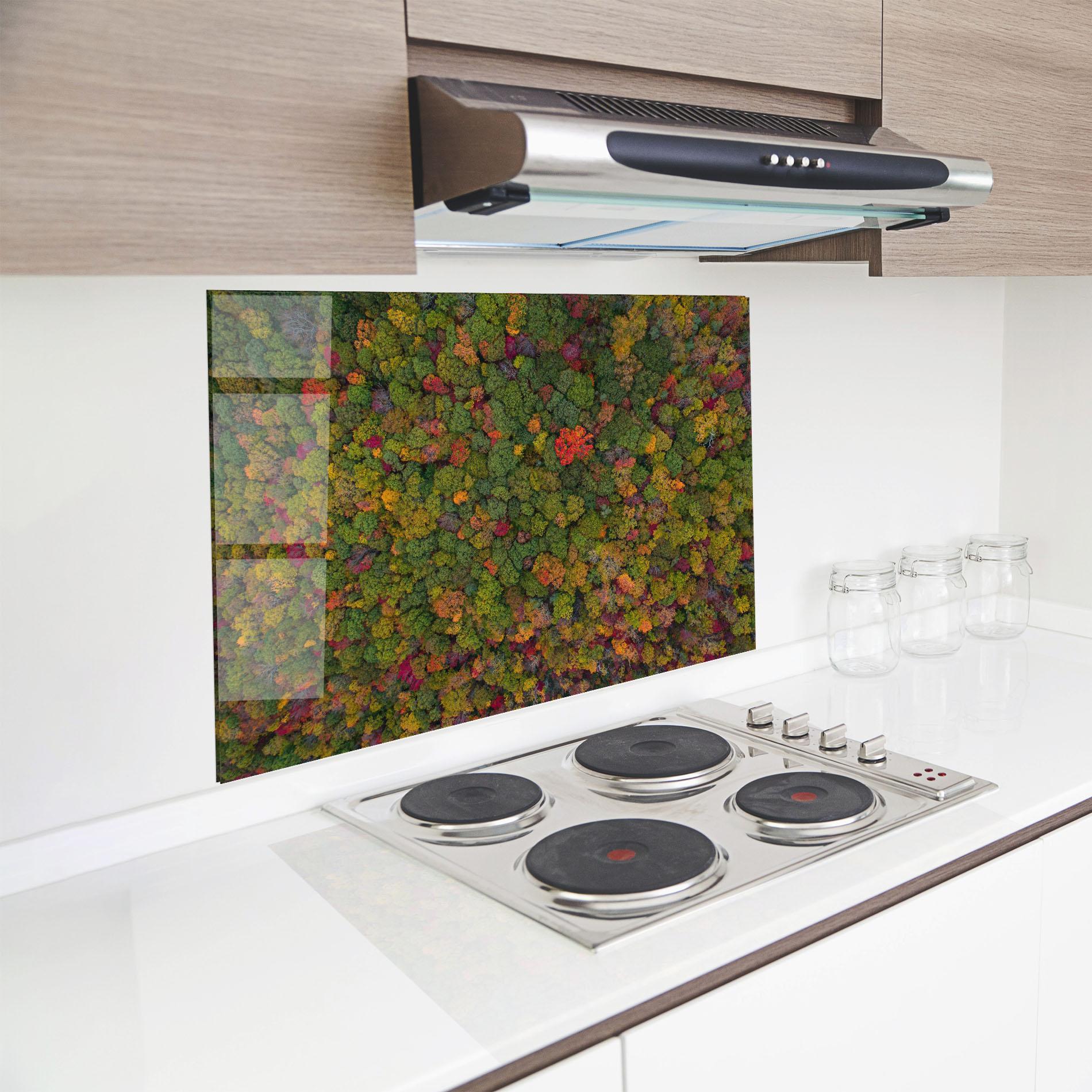 Küchenrückwand Glas Color Mix Forest mockup 8