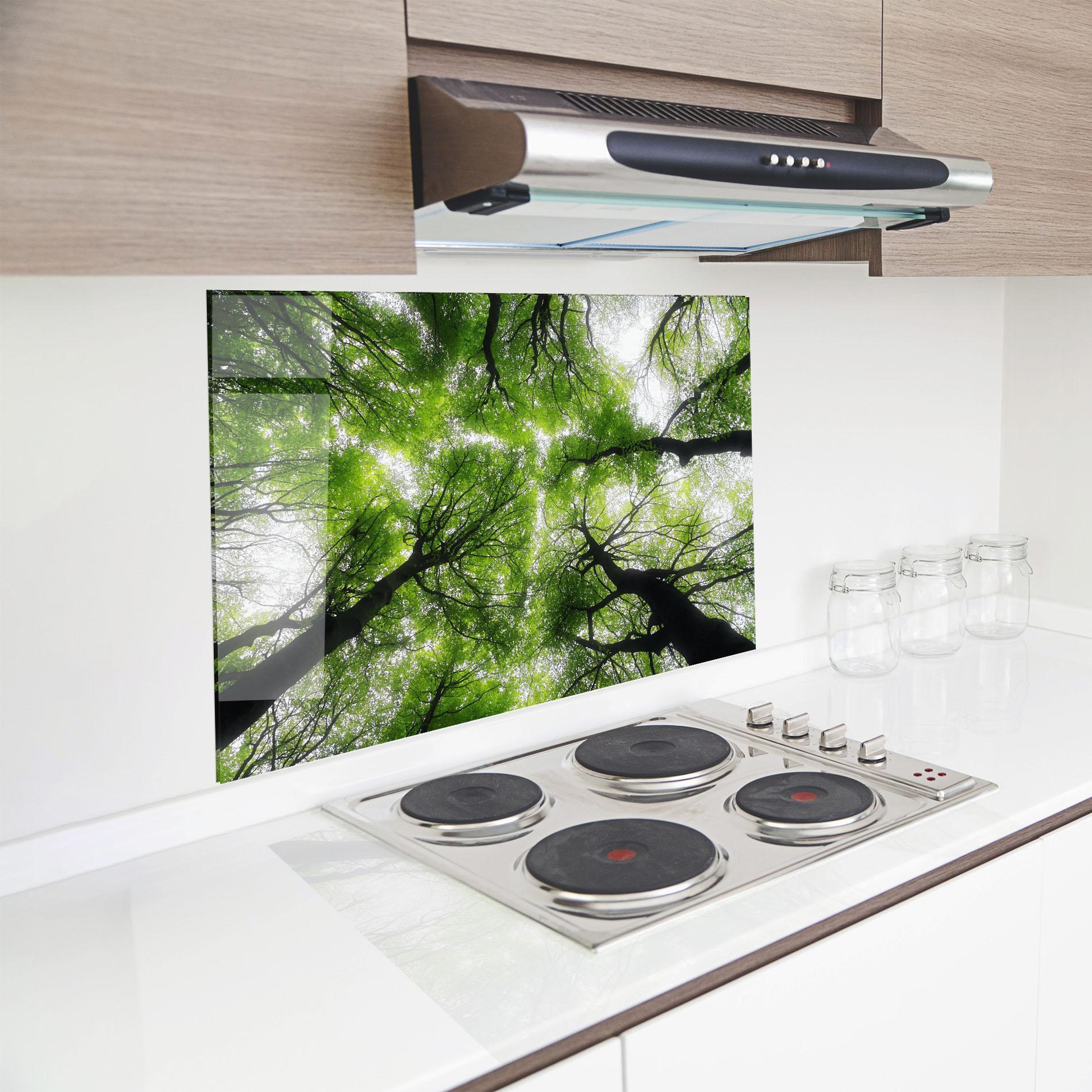 Küchenrückwand Glas Forest Green Tree mockup 8