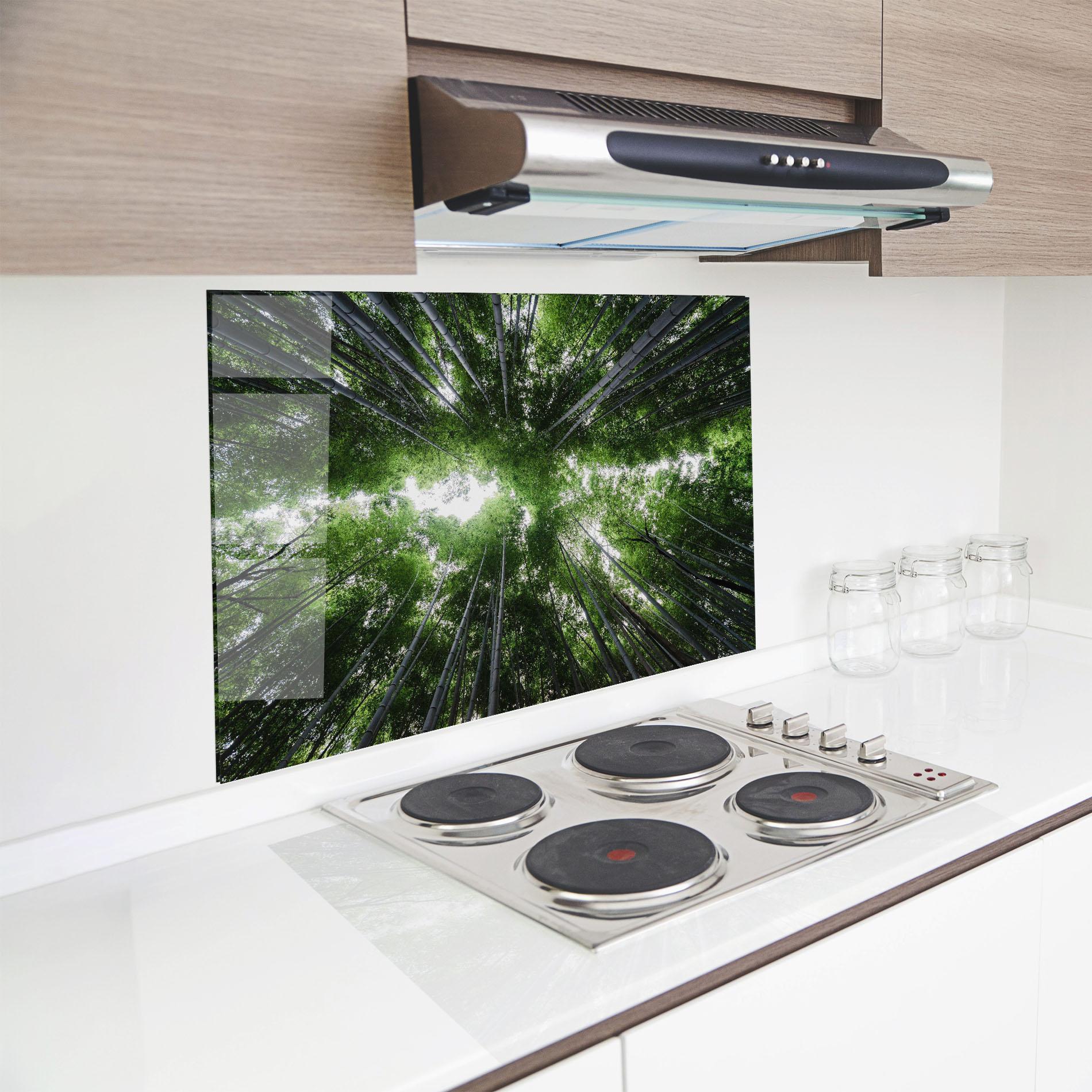Küchenrückwand Glas Green Trees Forest mockup 8