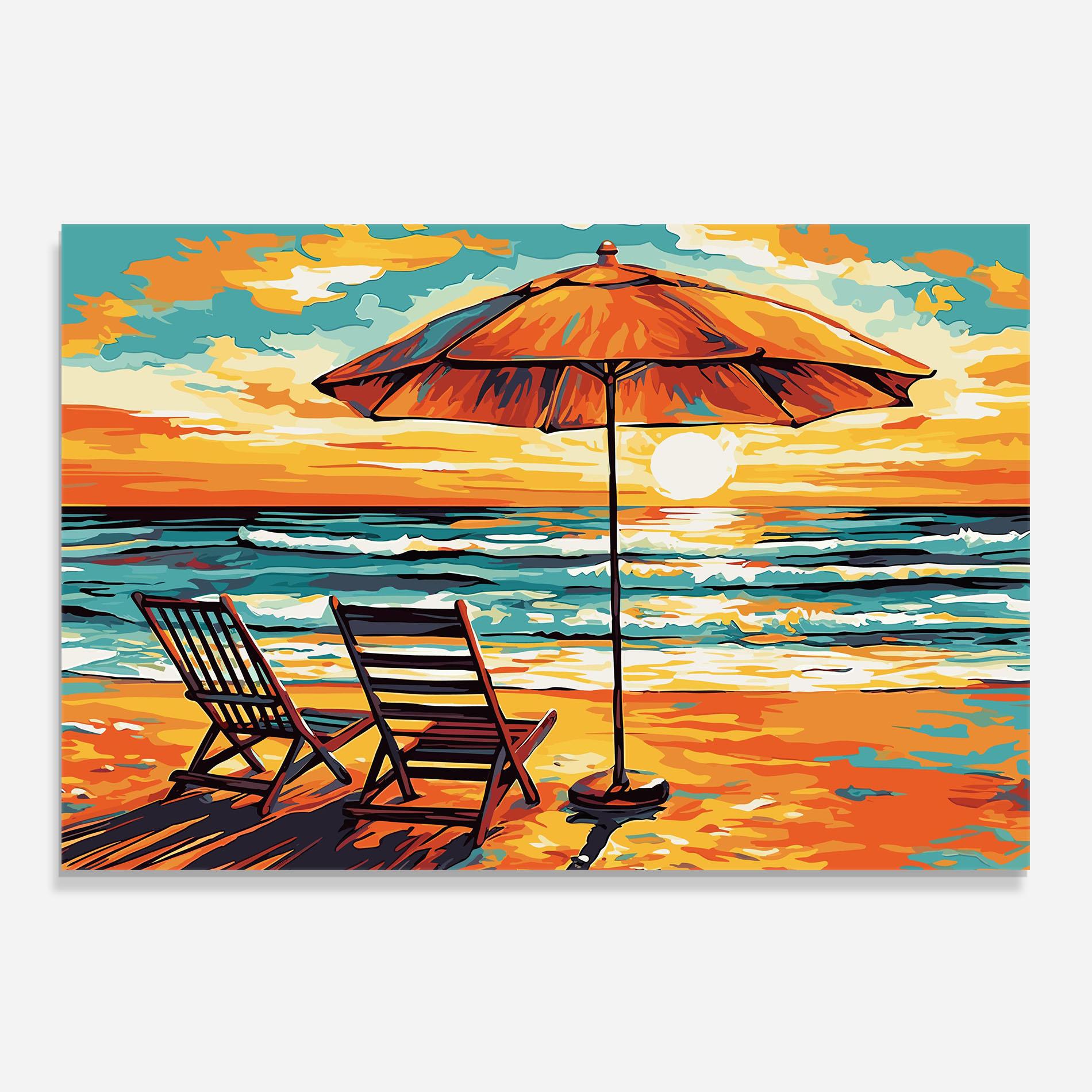 Küchenrückwand Glas Chair Sunset View mockup 0