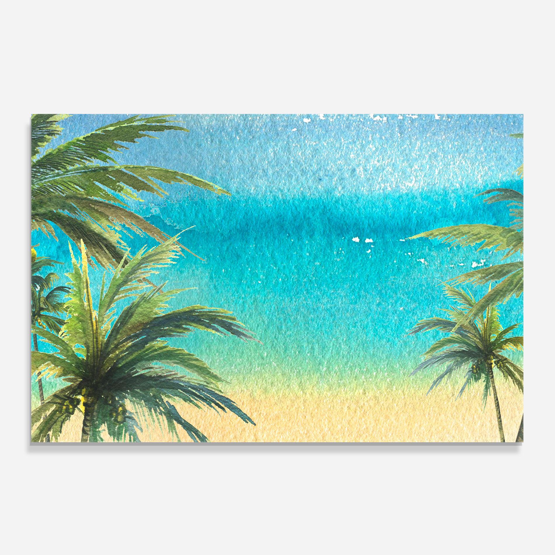 Küchenrückwand Glas Coconut Palms Paint mockup 0