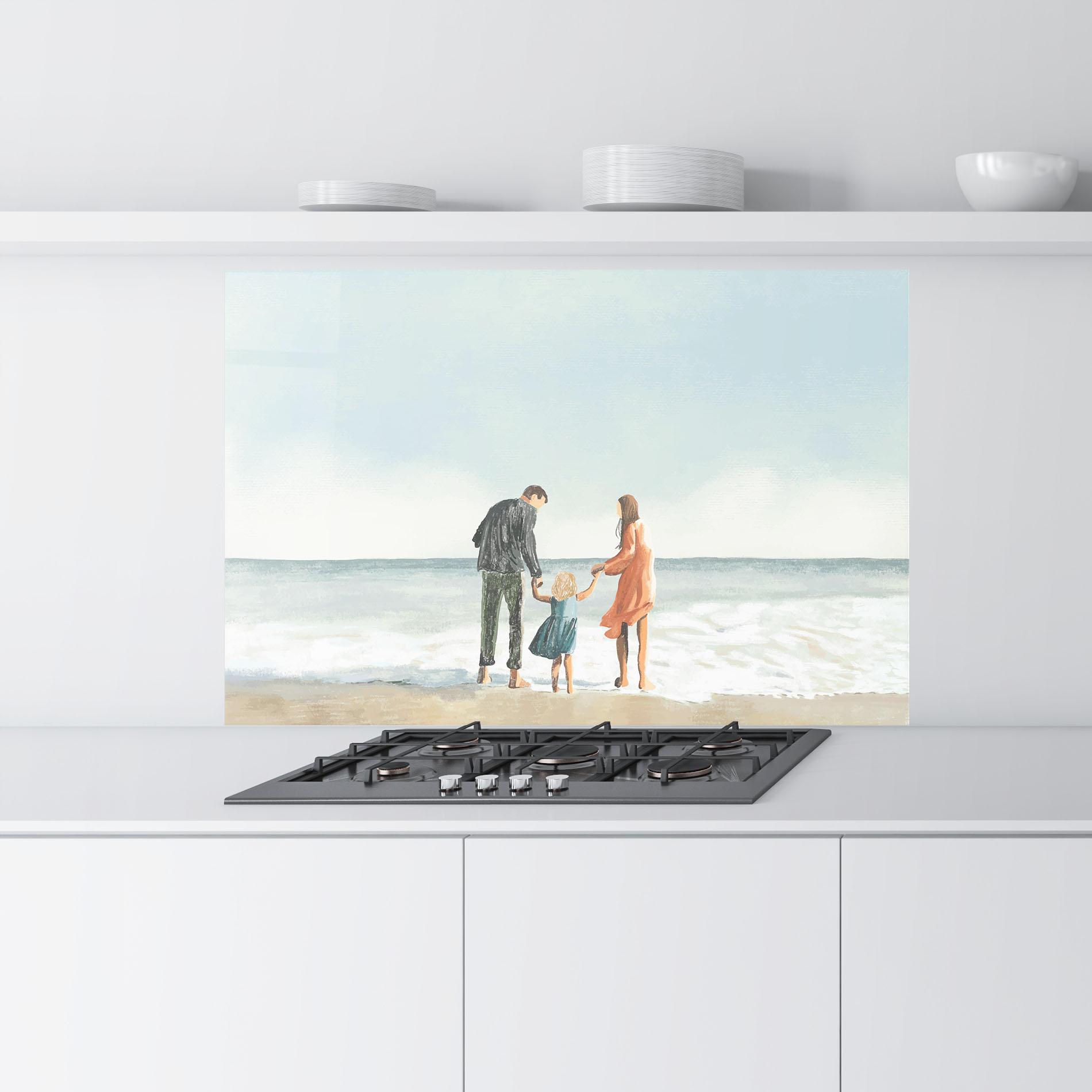 Küchenrückwand Glas Beach Family mockup 9