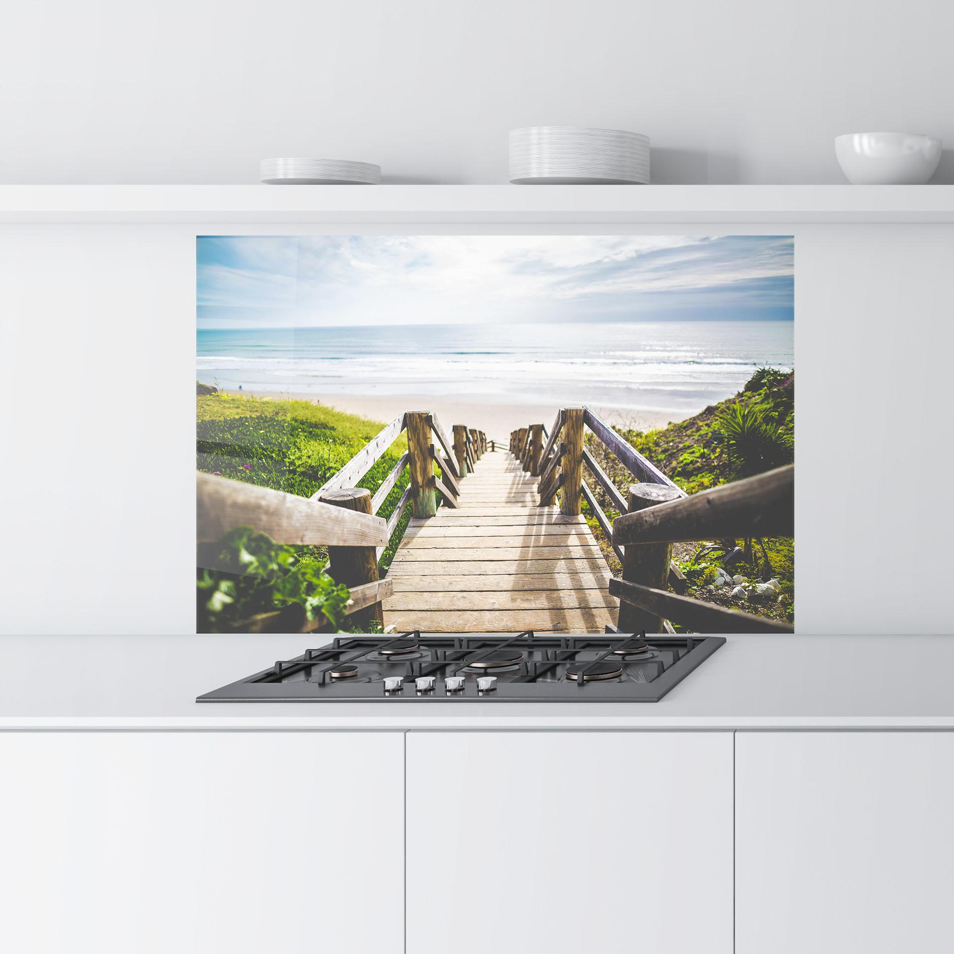 Küchenrückwand Glas Beach Road mockup 9