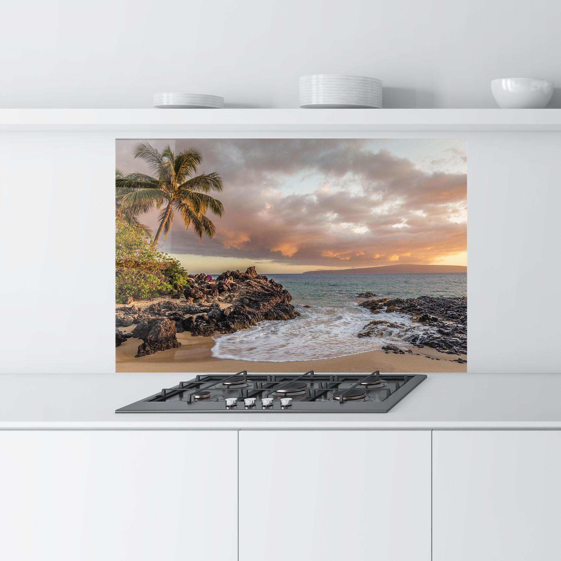 Küchenrückwand Glas Beautiful Beach Landscape mockup 9