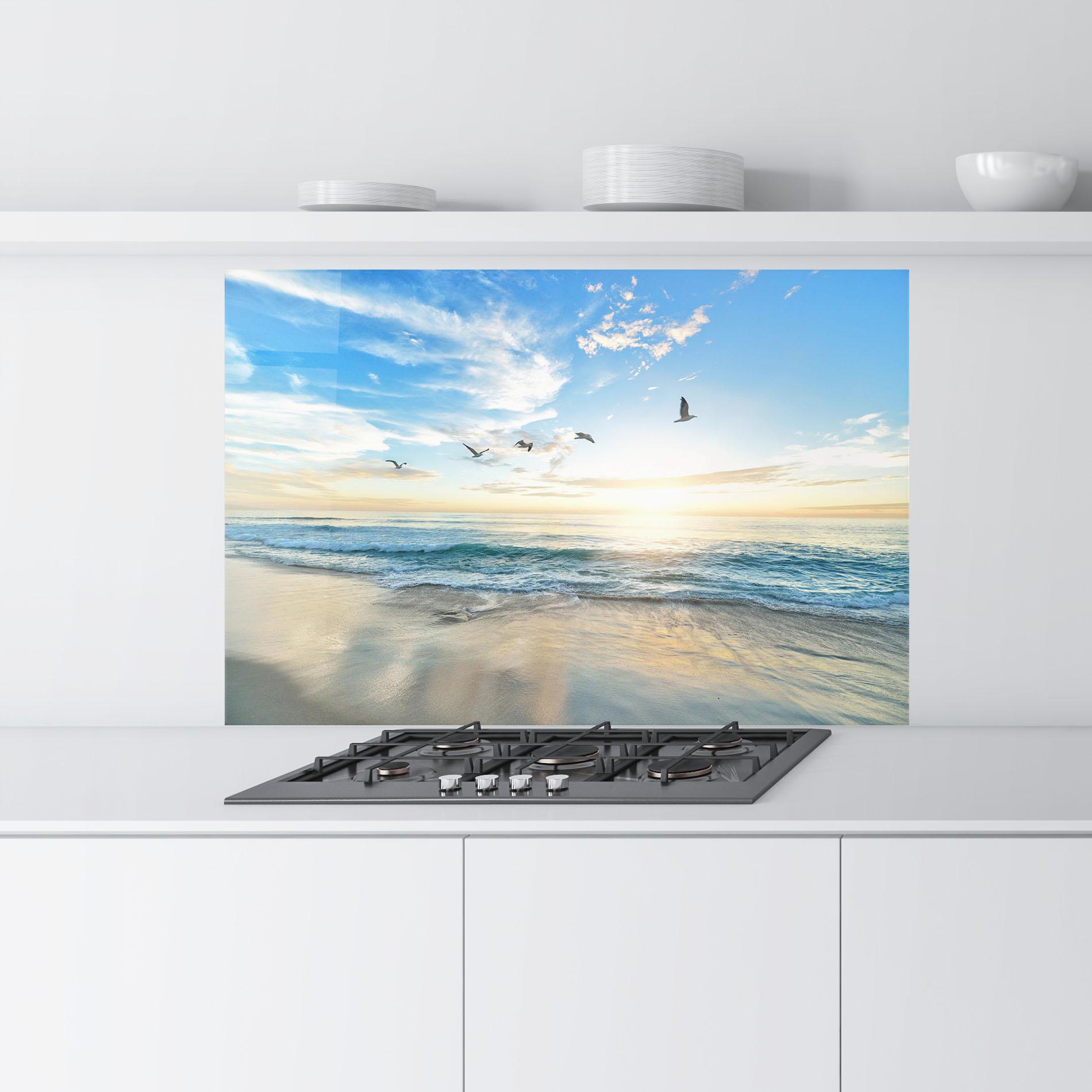 Küchenrückwand Glas Beautiful Beach mockup 9