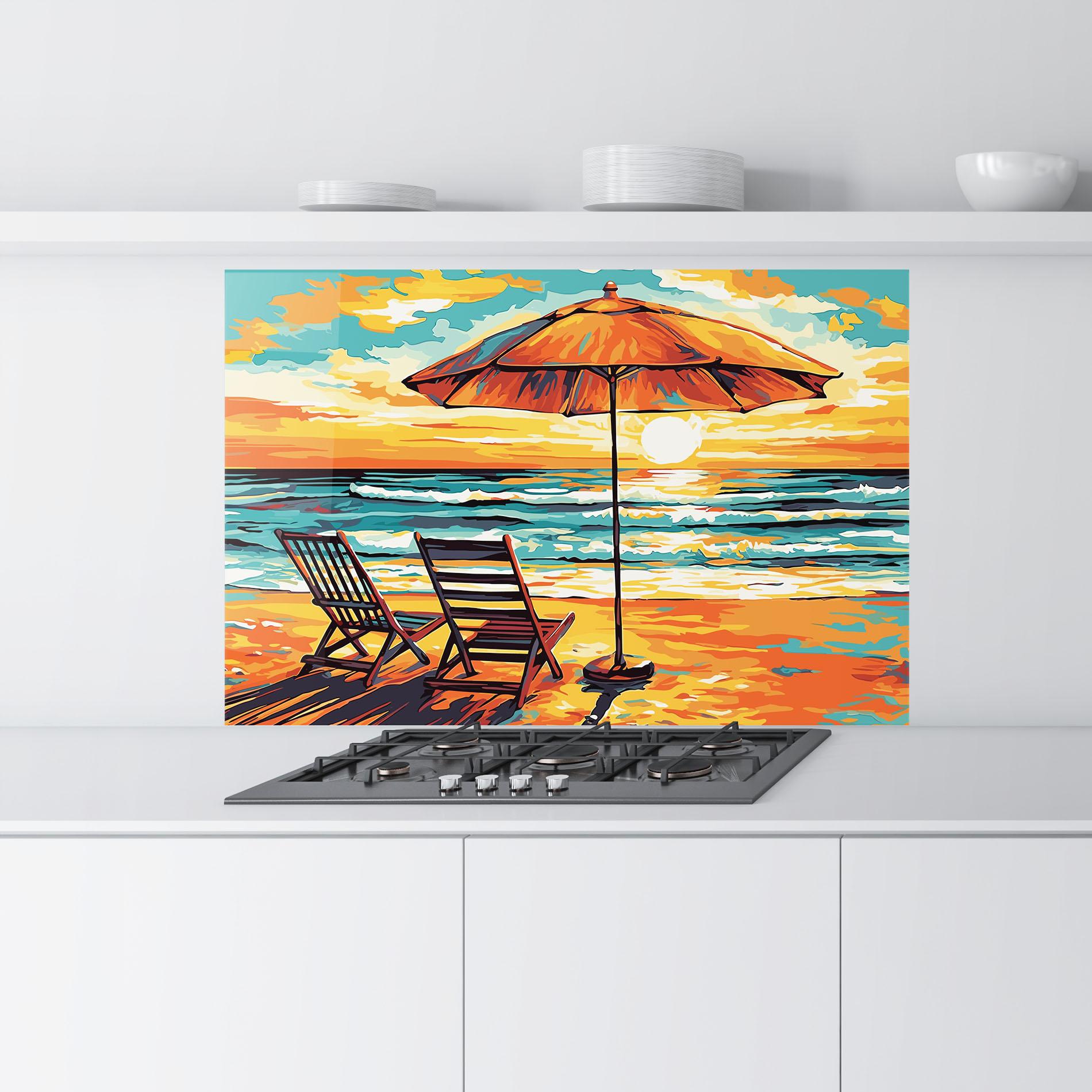 Küchenrückwand Glas Chair Sunset View mockup 9