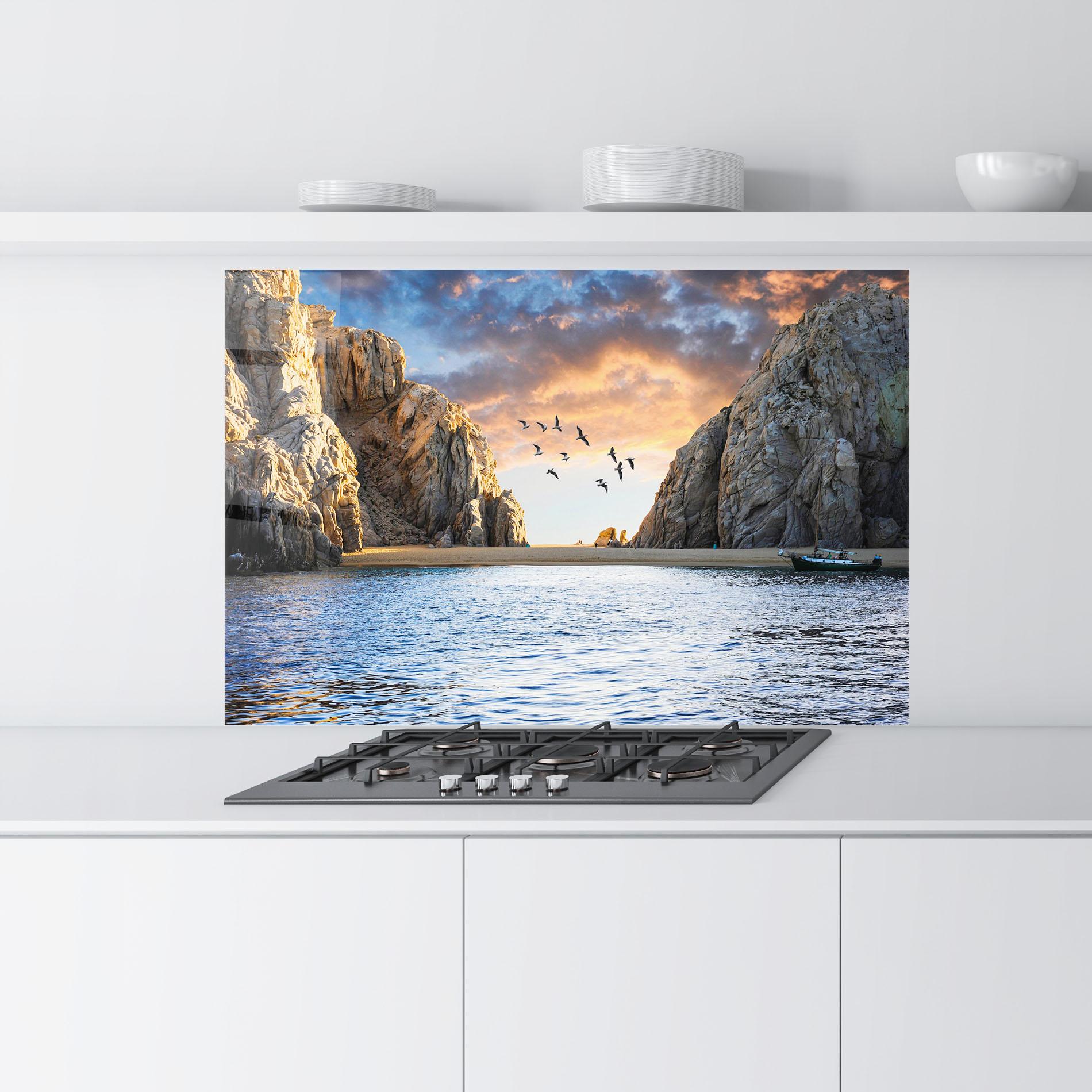 Küchenrückwand Glas Lover S Beach mockup 9