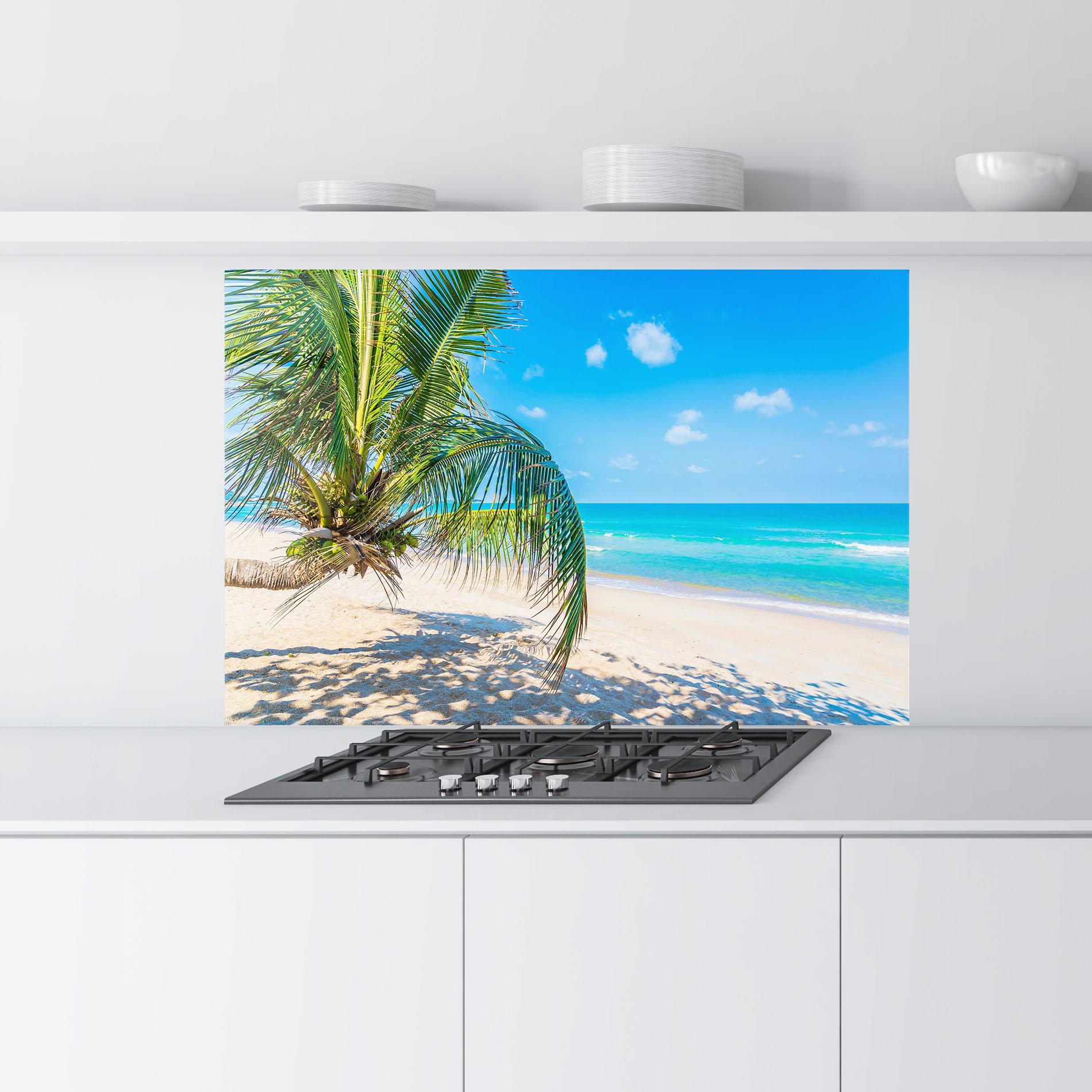Küchenrückwand Glas Tropical Beach View mockup 9