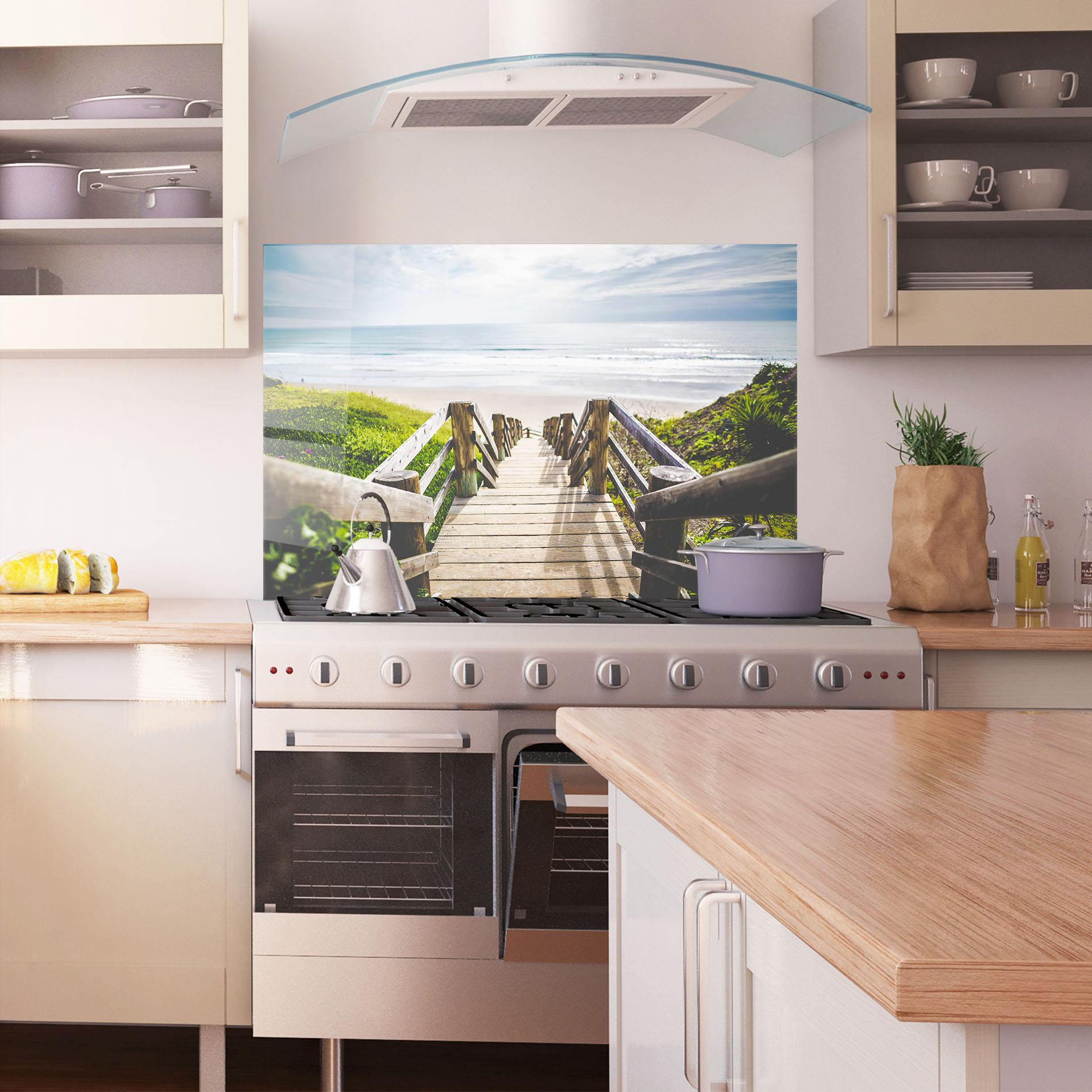 Küchenrückwand Glas Beach Road mockup 1