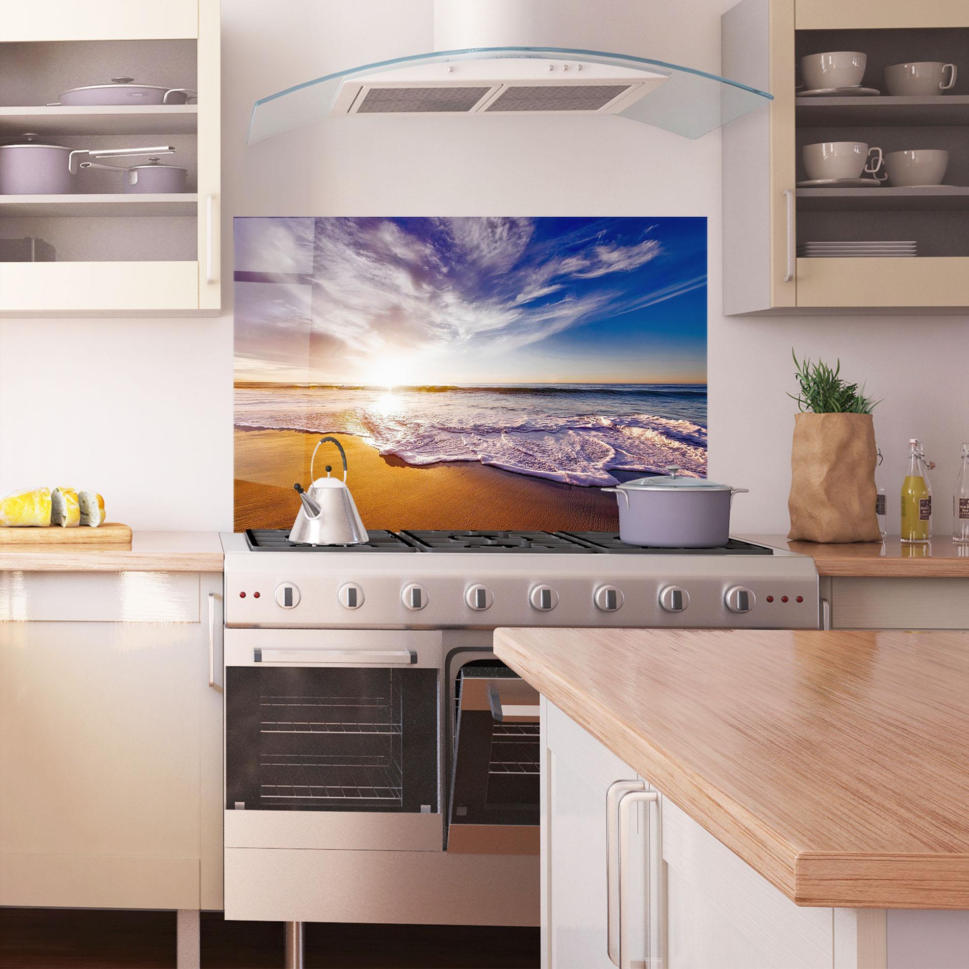 Küchenrückwand Glas Beach Sunrise mockup 1