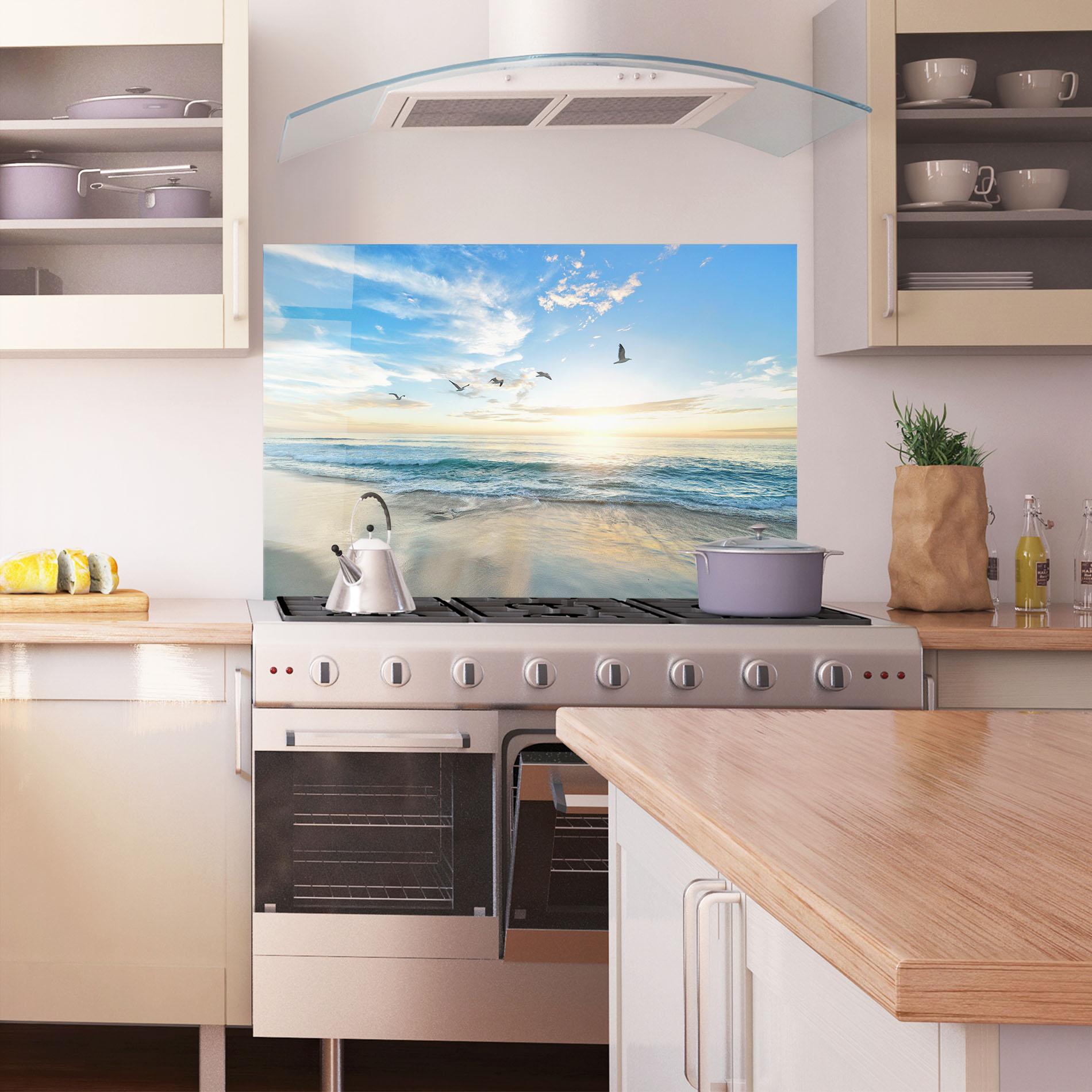Küchenrückwand Glas Beautiful Beach mockup 1