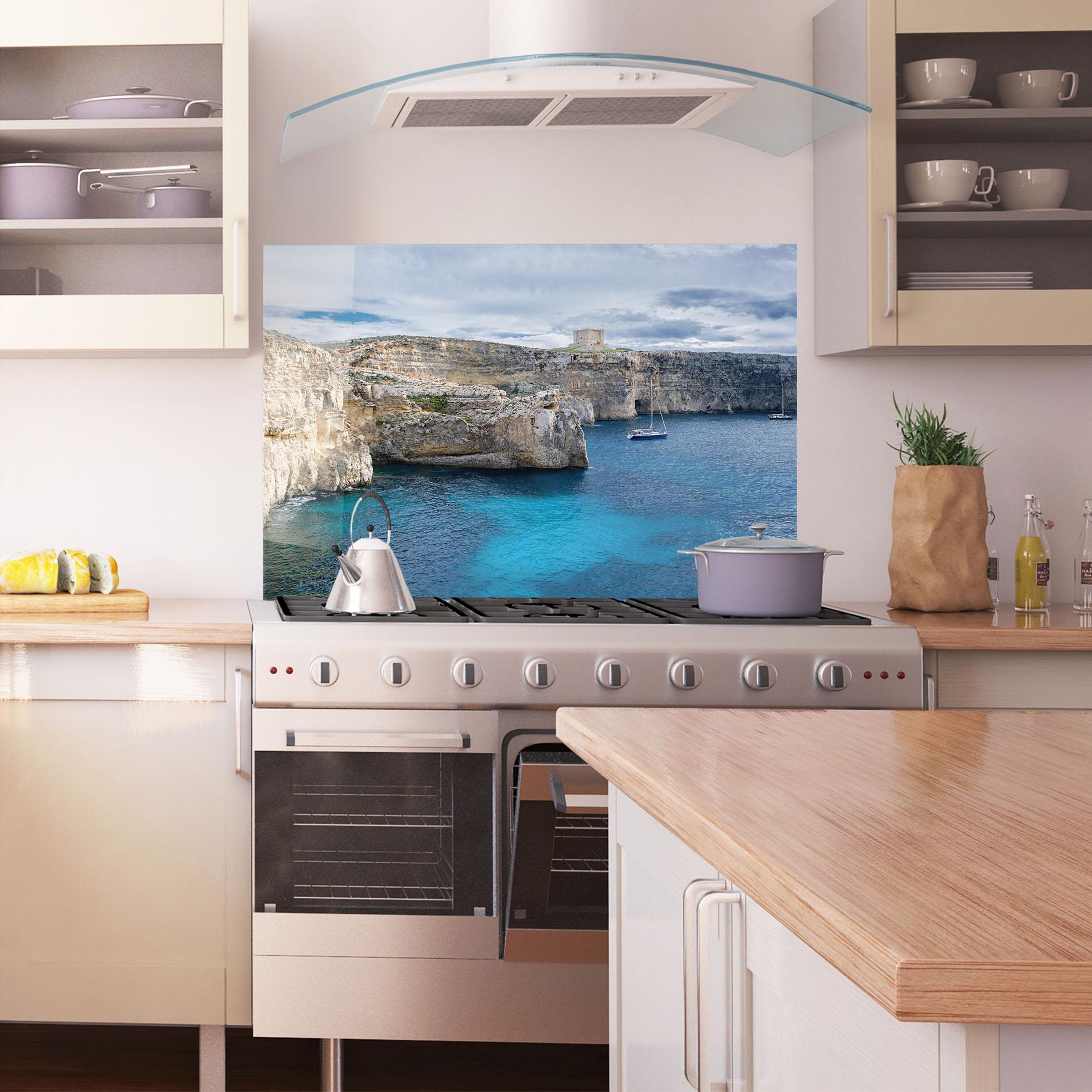 Küchenrückwand Glas Island Landscape mockup 1