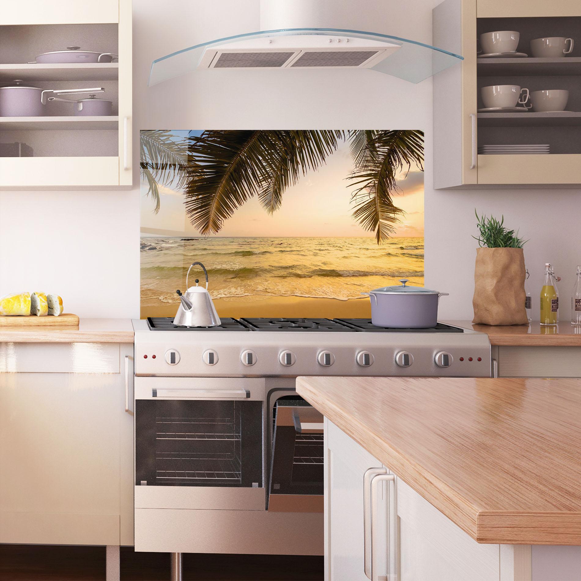 Küchenrückwand Glas Paradise Island mockup 1