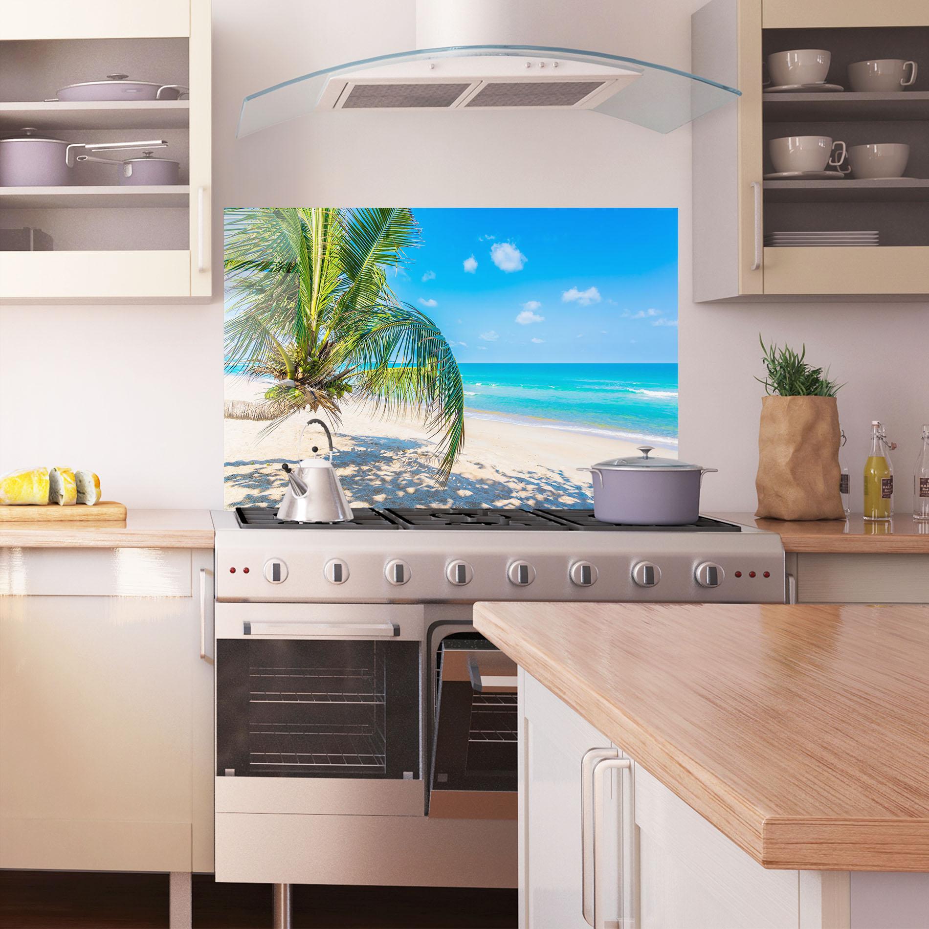 Küchenrückwand Glas Tropical Beach View mockup 1
