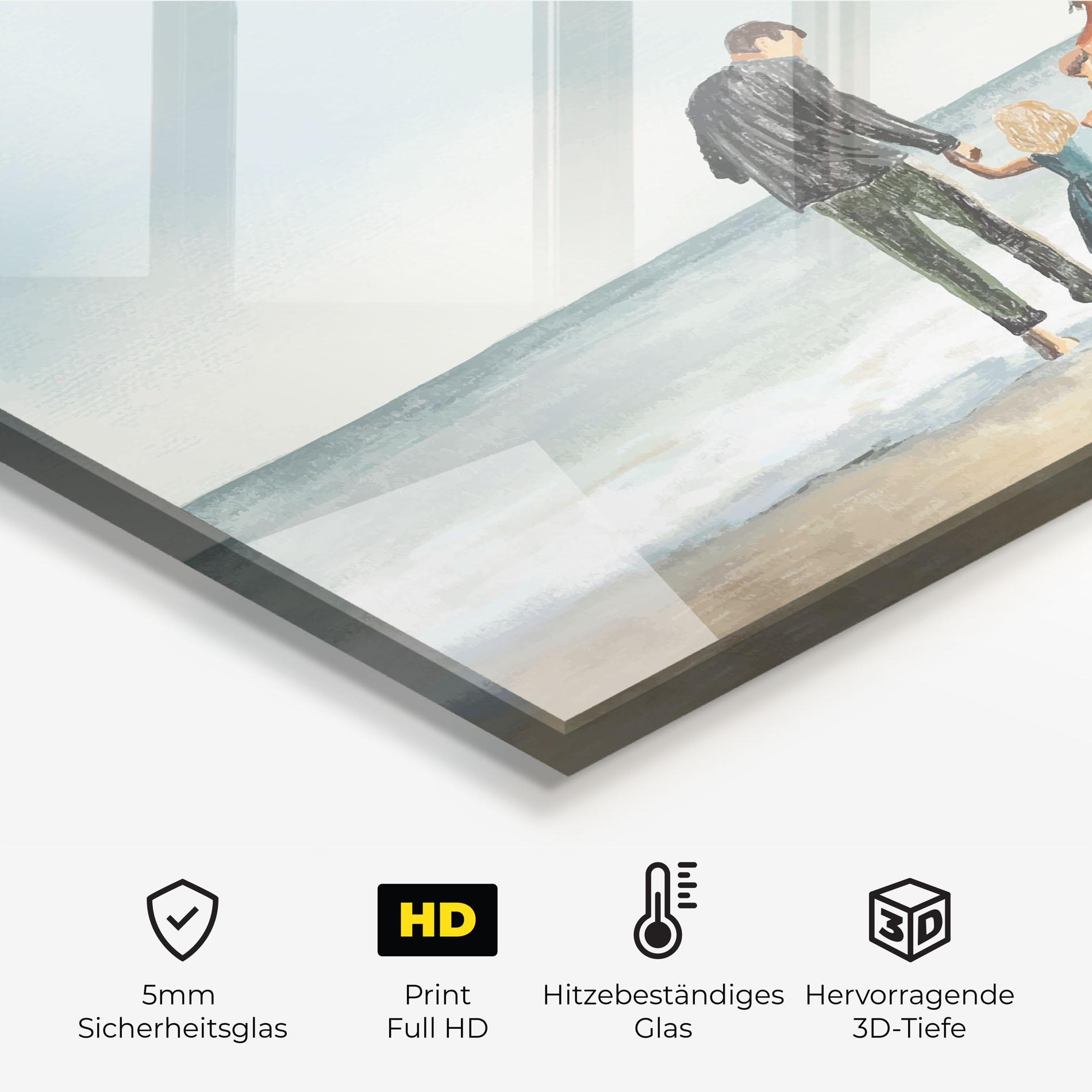 Küchenrückwand Glas Beach Family mockup 2