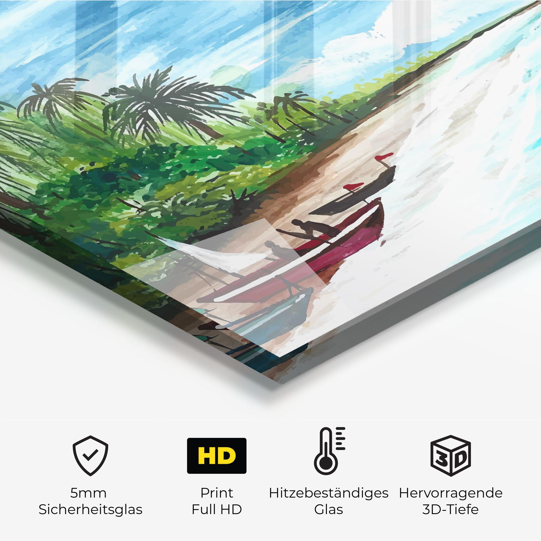 Küchenrückwand Glas Beach Painting Art mockup 2