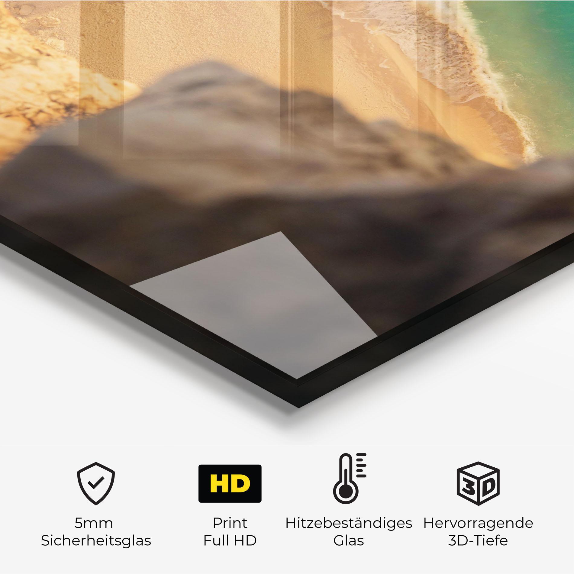 Küchenrückwand Glas Blue Beach Water mockup 2