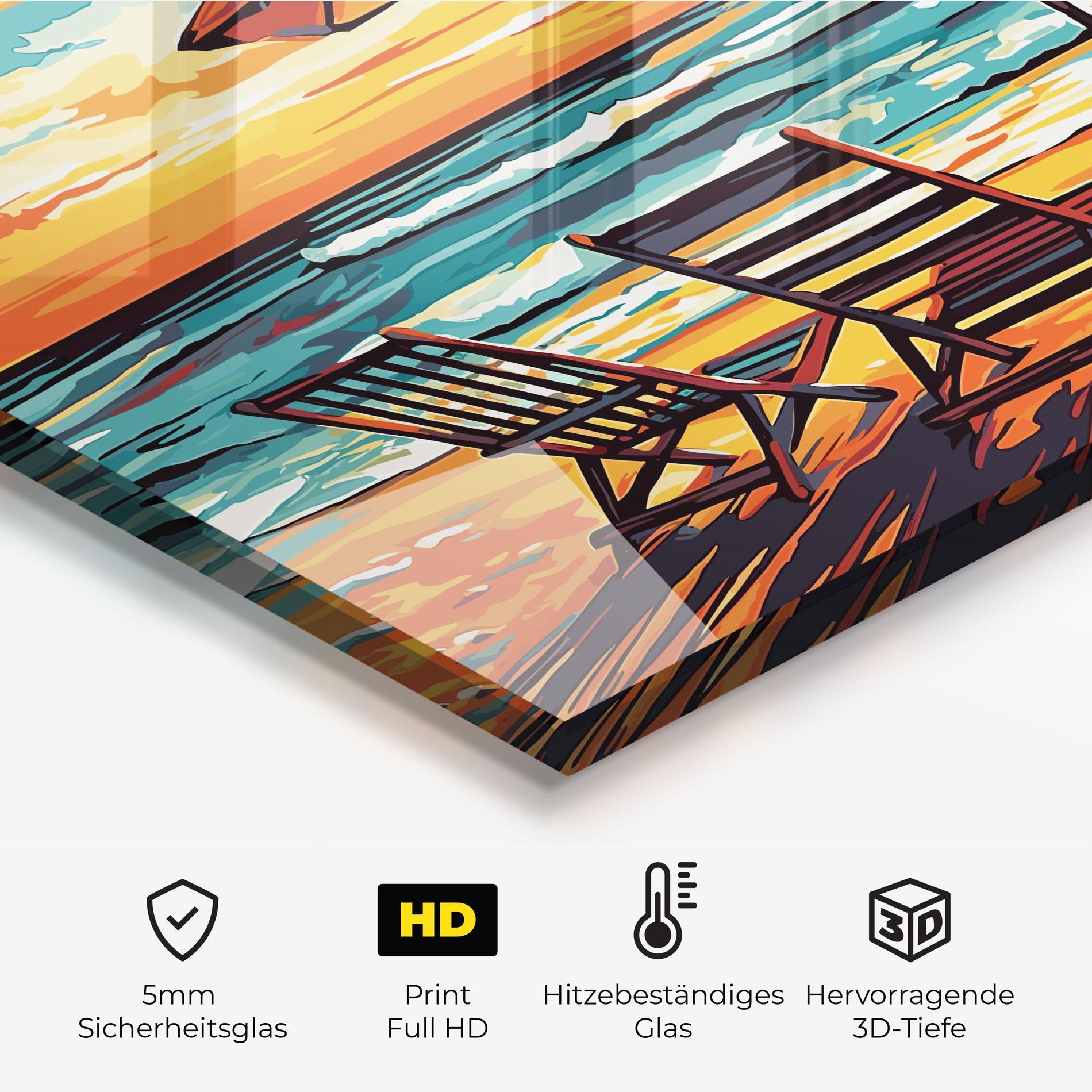 Küchenrückwand Glas Chair Sunset View mockup 2