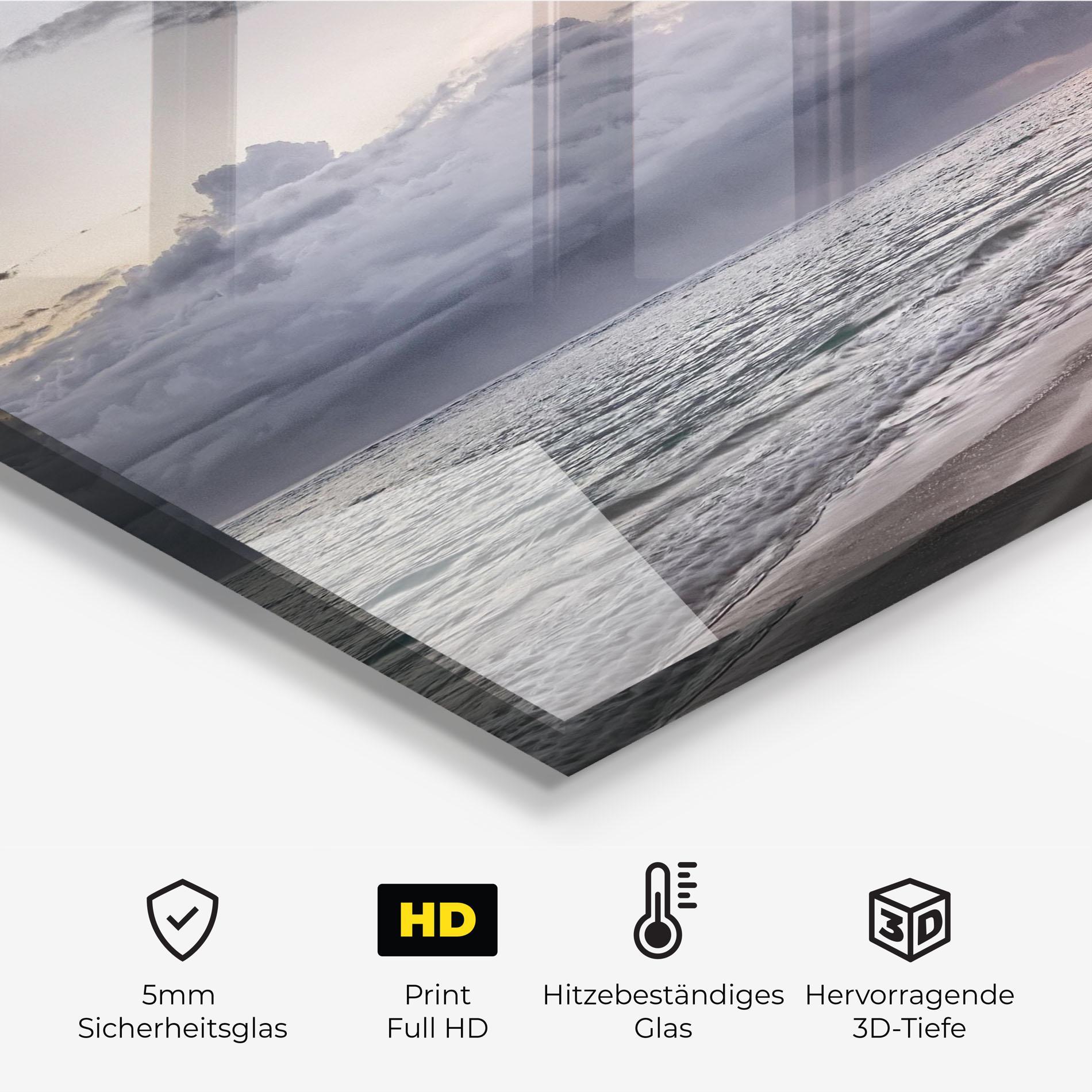 Küchenrückwand Glas Cloudy Beach mockup 2