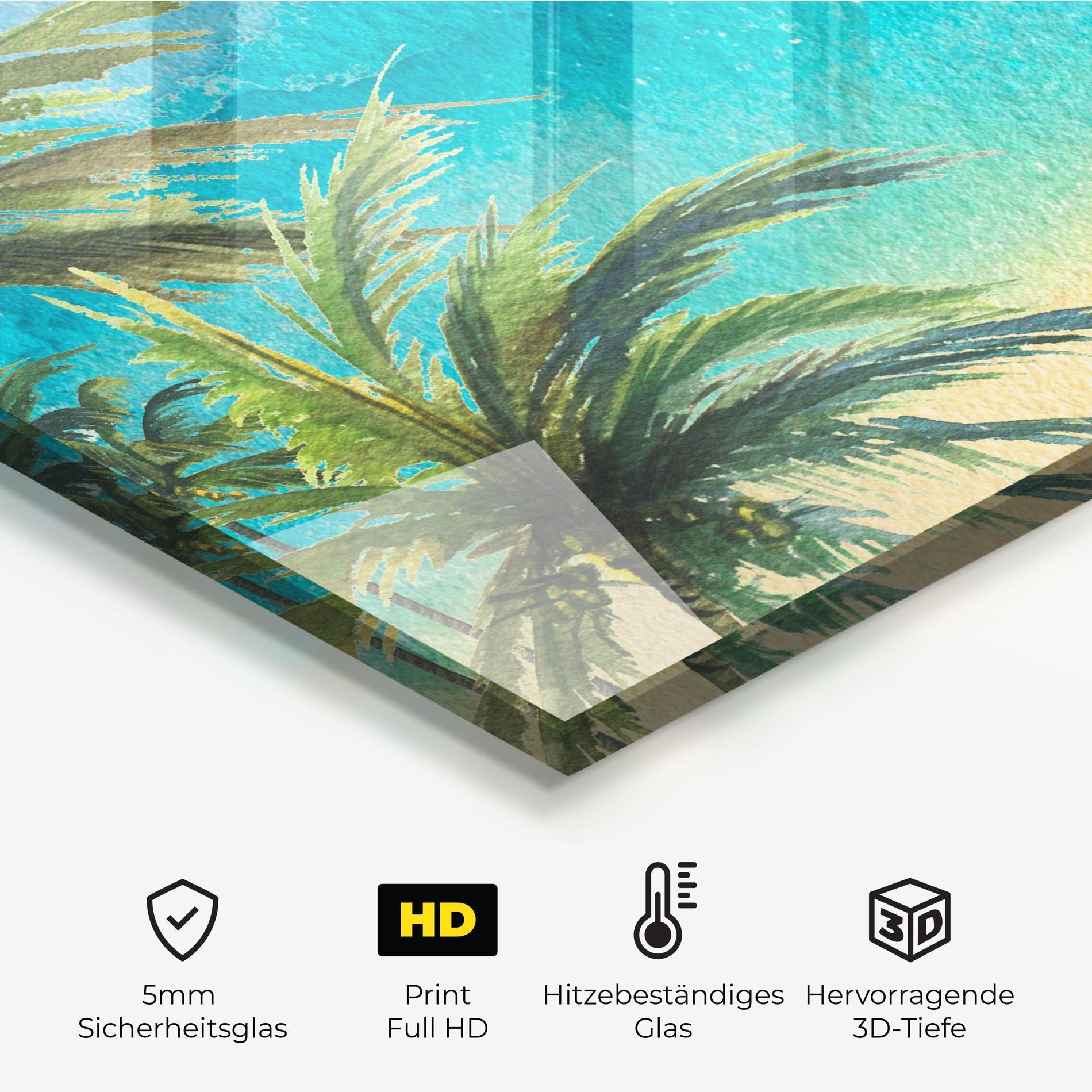 Küchenrückwand Glas Coconut Palms Paint mockup 2