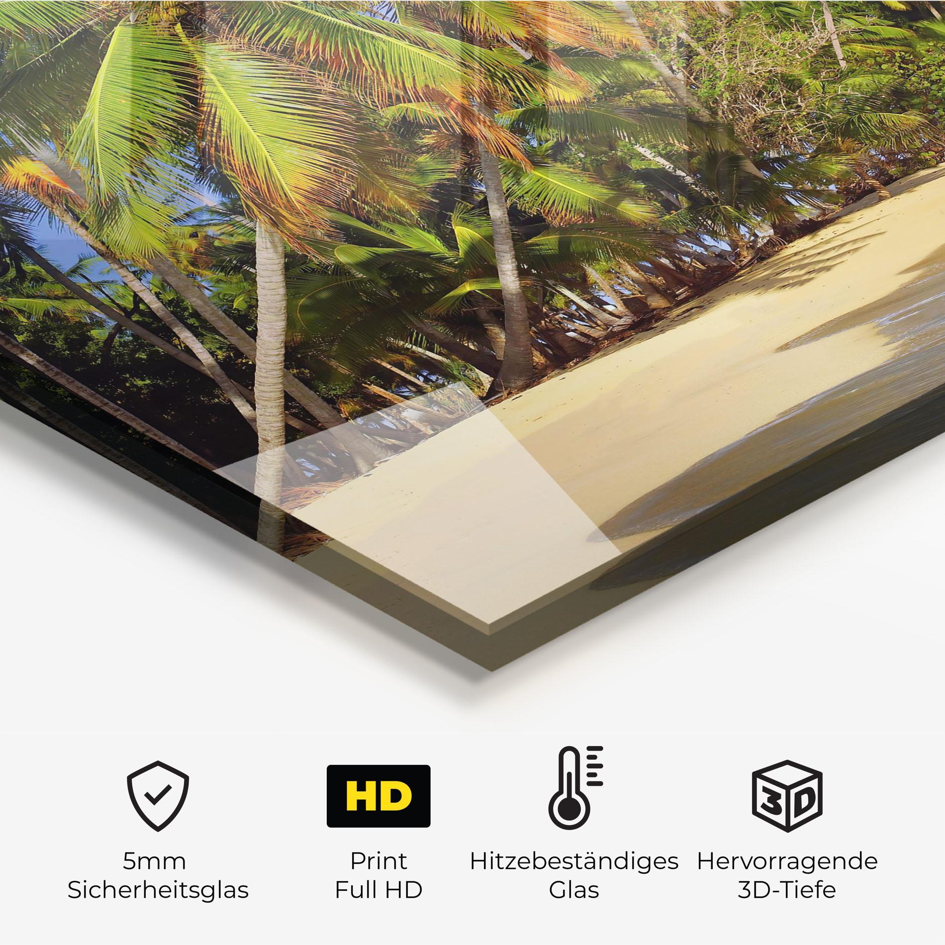 Küchenrückwand Glas Coconut Tree Sunset mockup 2