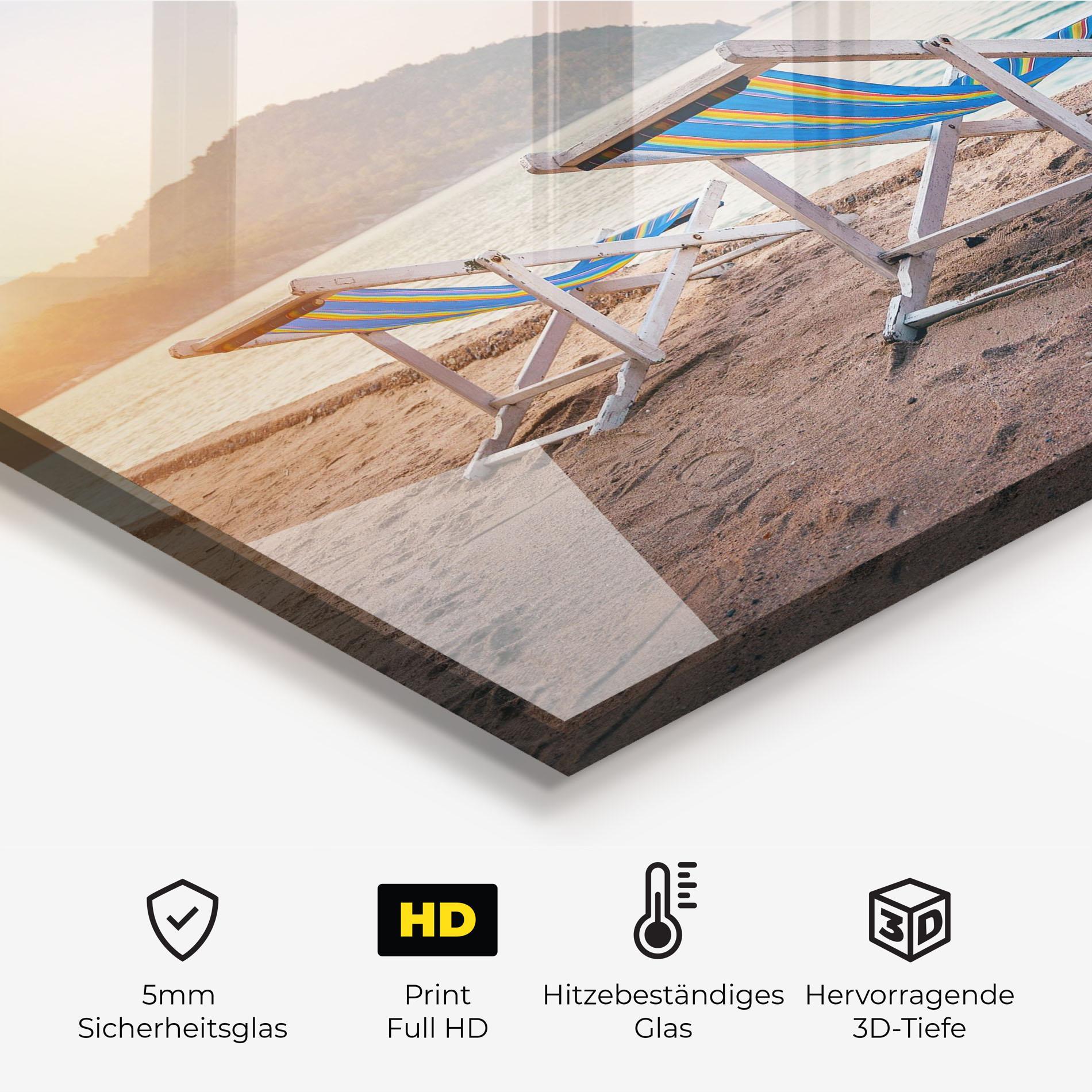 Küchenrückwand Glas Colorful Beach Chairs mockup 2