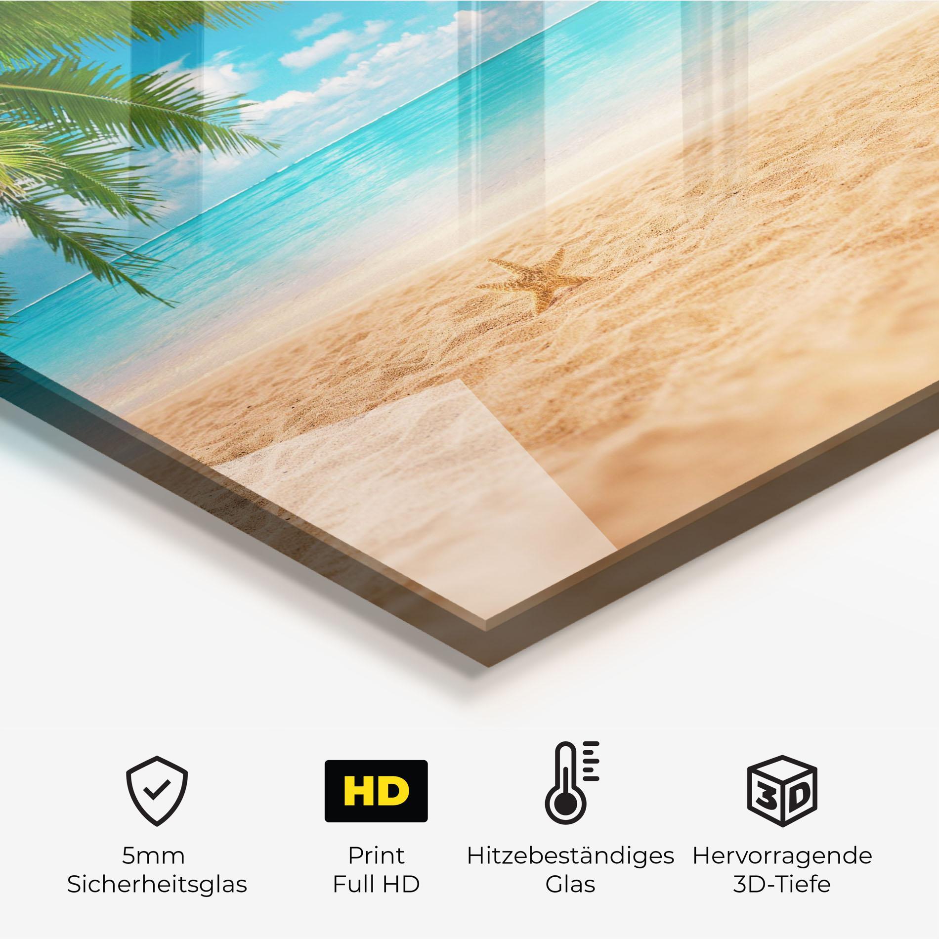 Küchenrückwand Glas Exotic Beach Ocean mockup 2