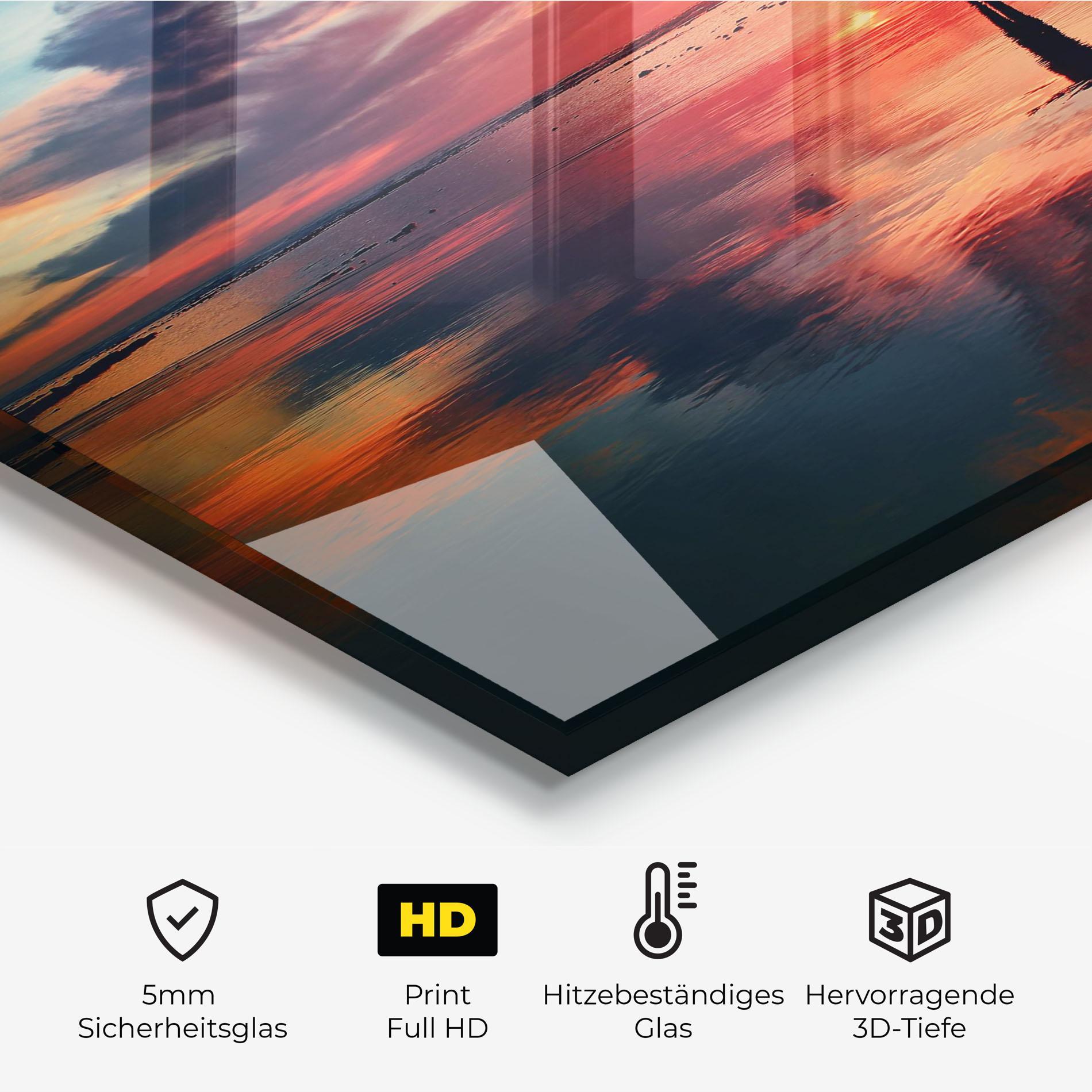 Küchenrückwand Glas Ocean Sunset Man mockup 2