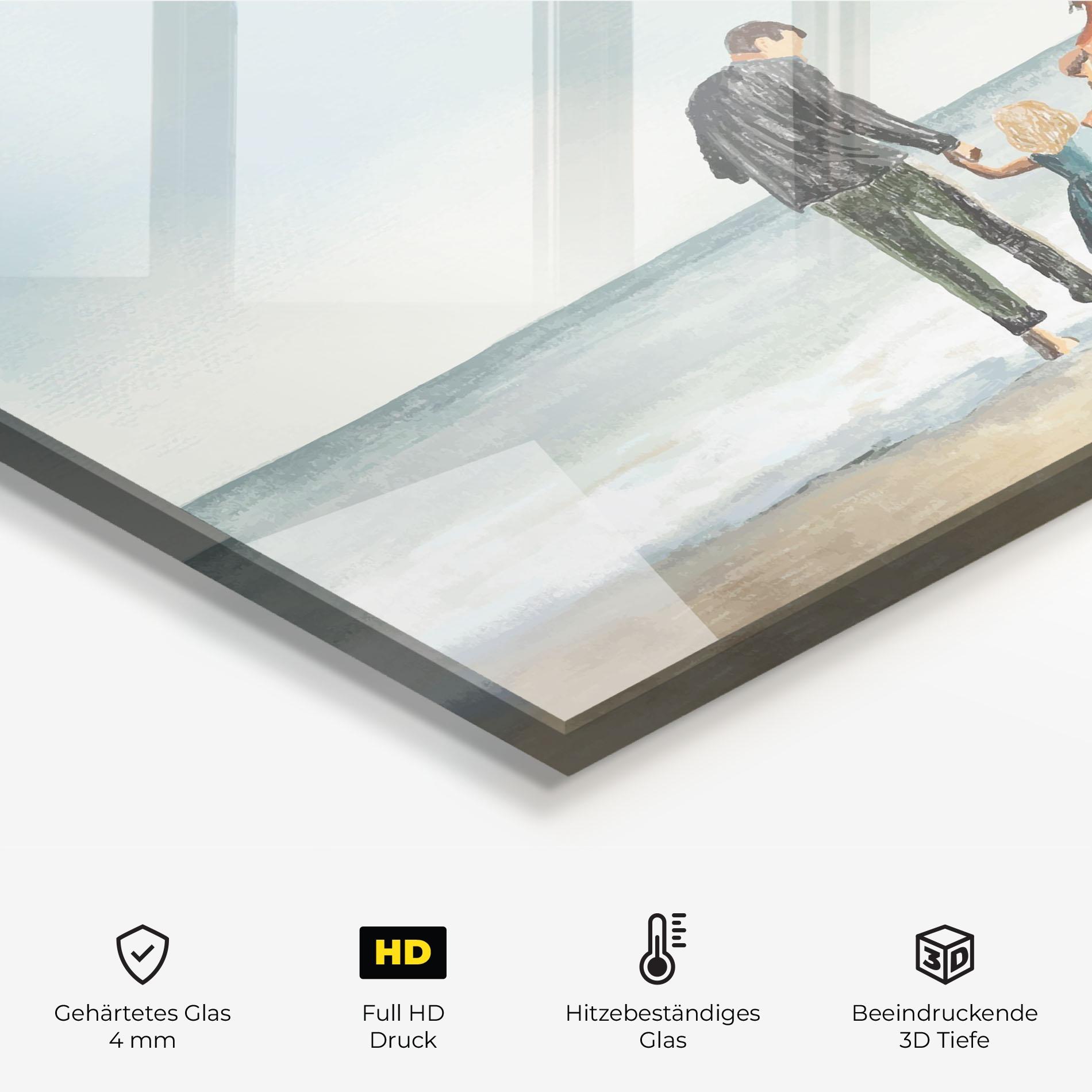 Küchenrückwand Glas Beach Family mockup 2