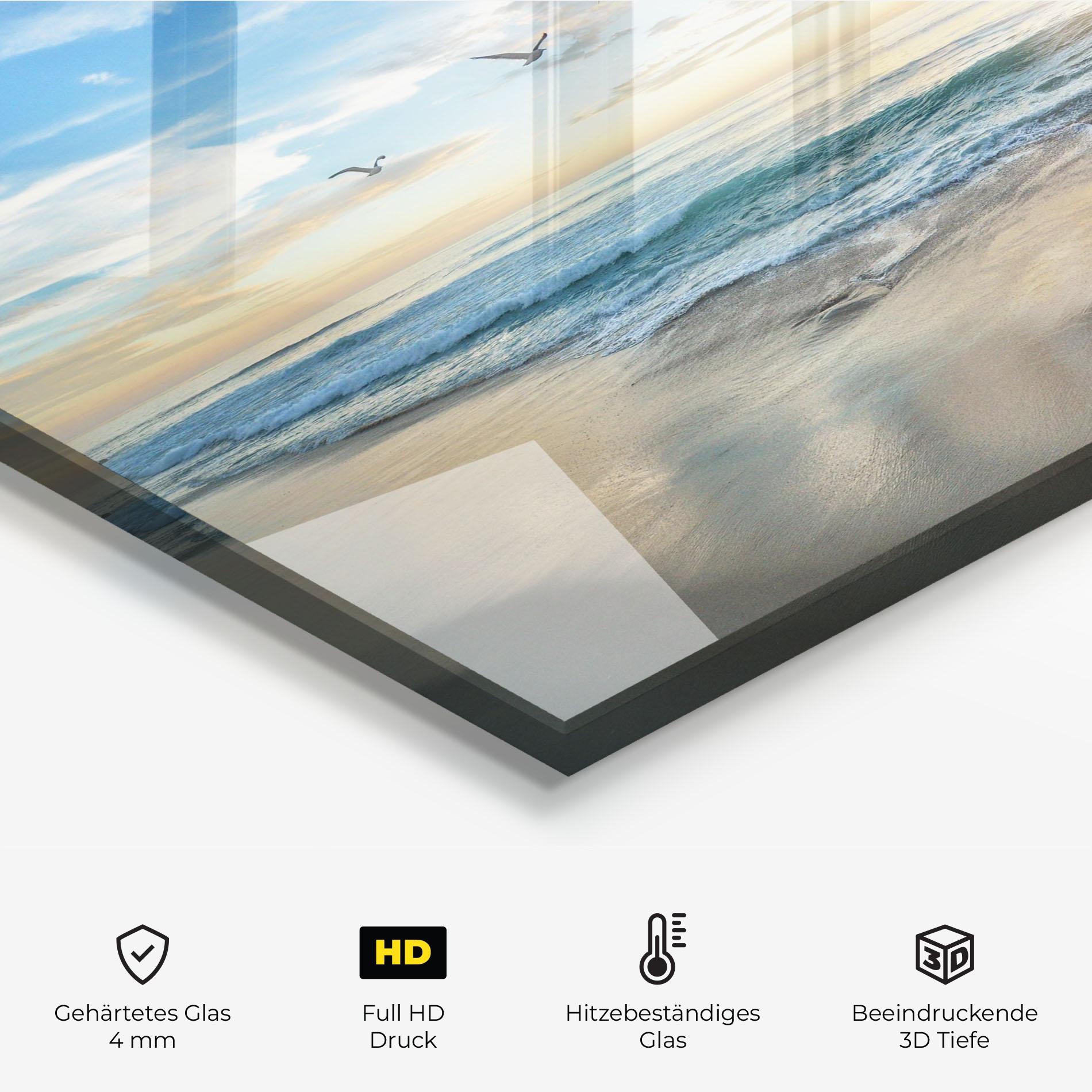 Küchenrückwand Glas Beautiful Beach mockup 2