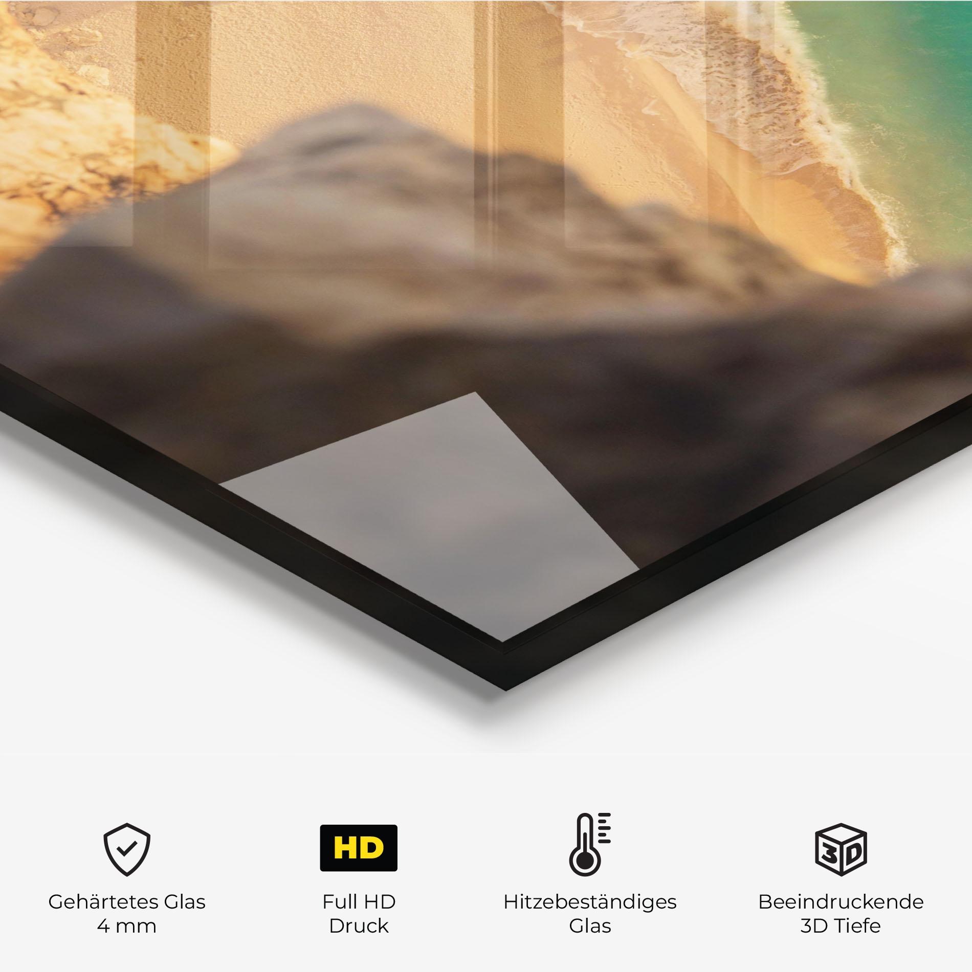 Küchenrückwand Glas Blue Beach Water mockup 2