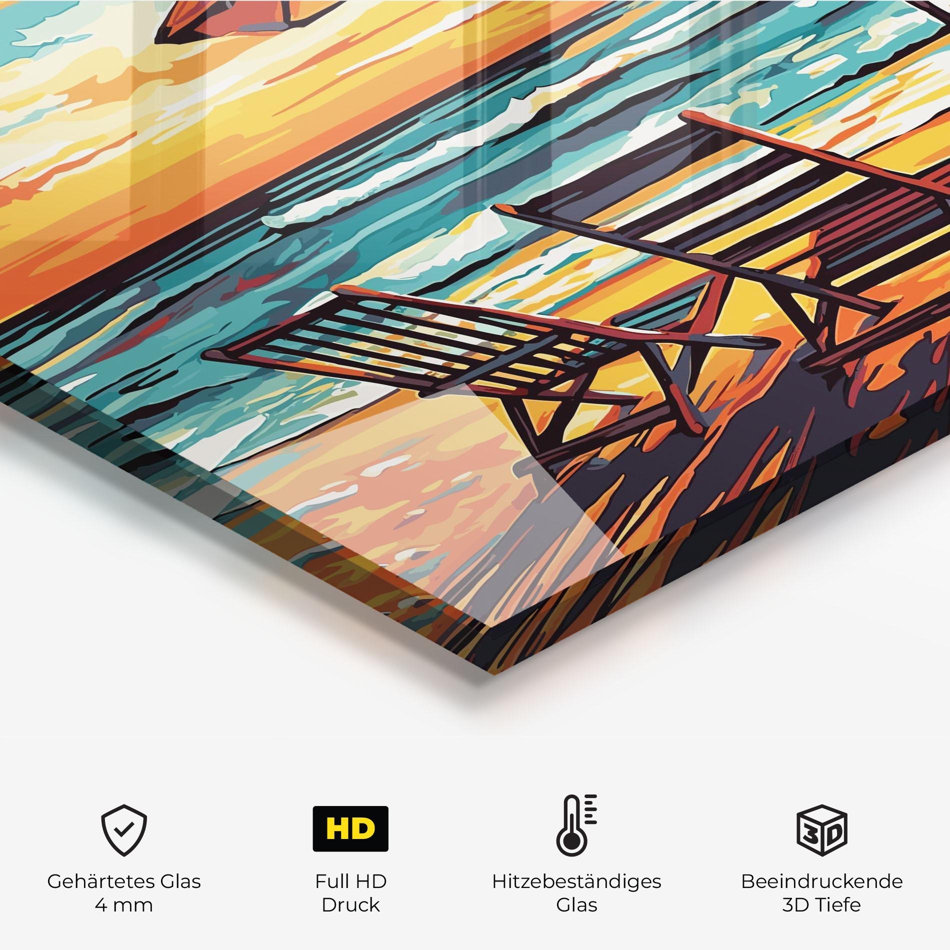 Küchenrückwand Glas Chair Sunset View mockup 2