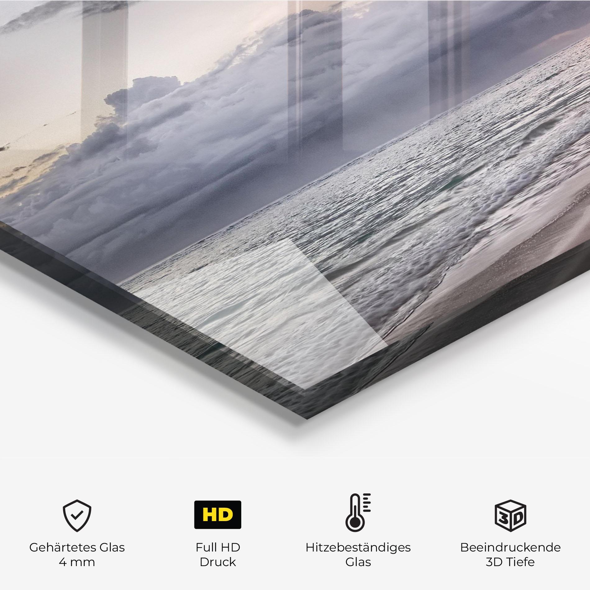 Küchenrückwand Glas Cloudy Beach mockup 2