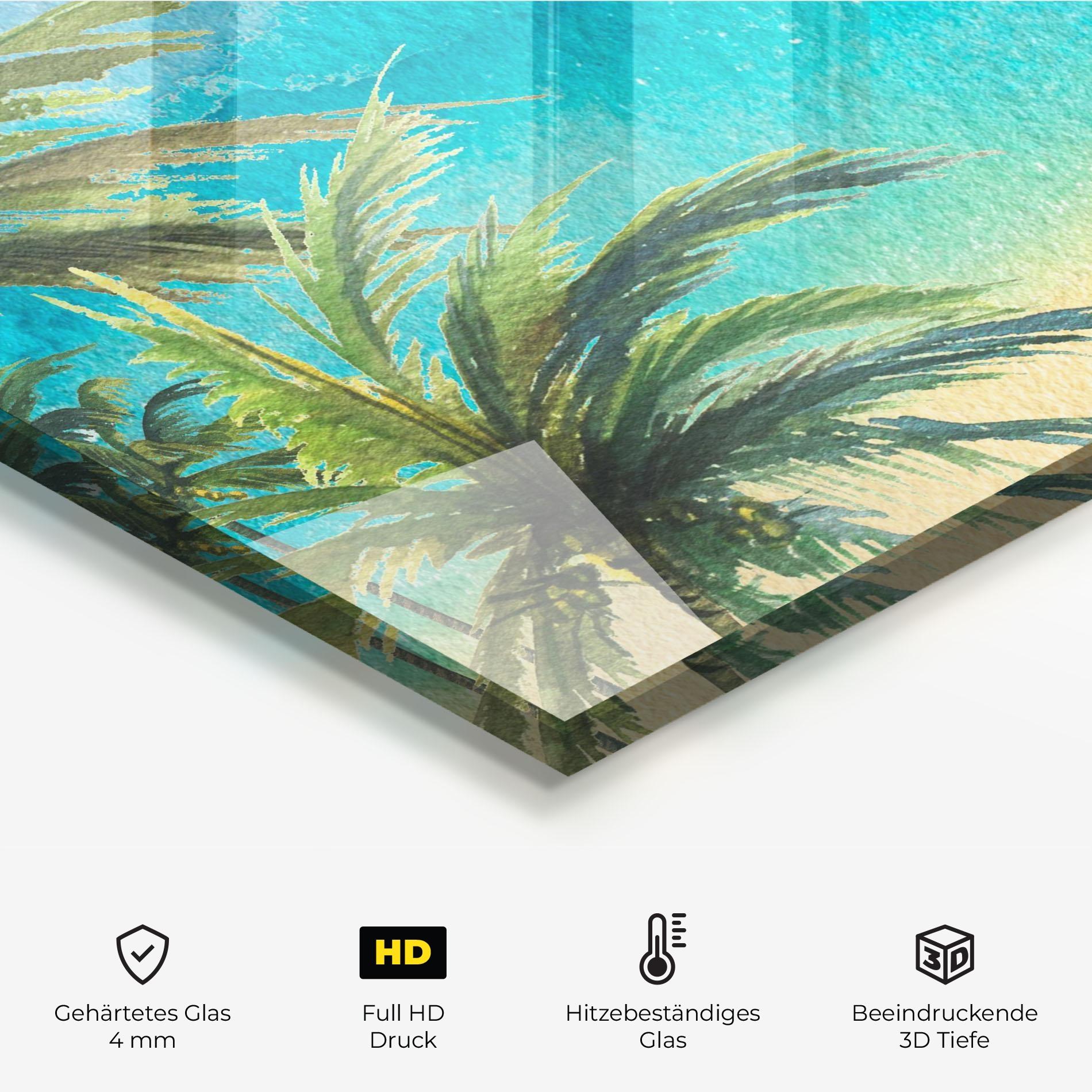 Küchenrückwand Glas Coconut Palms Paint mockup 2